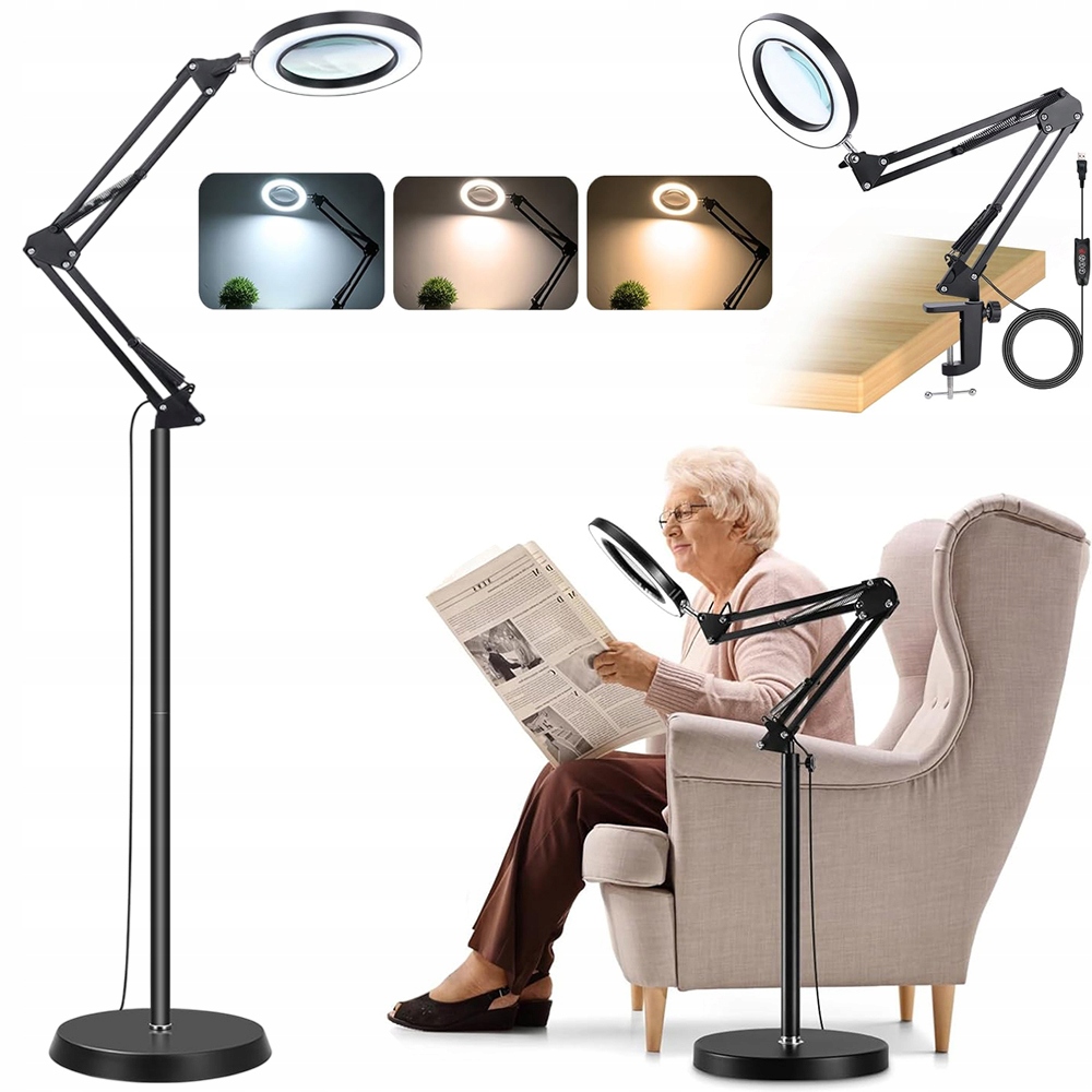 Pionowa Lampa Podłogowa Ze Szkłem Powiększającym 10-KROTNE Powiększenie