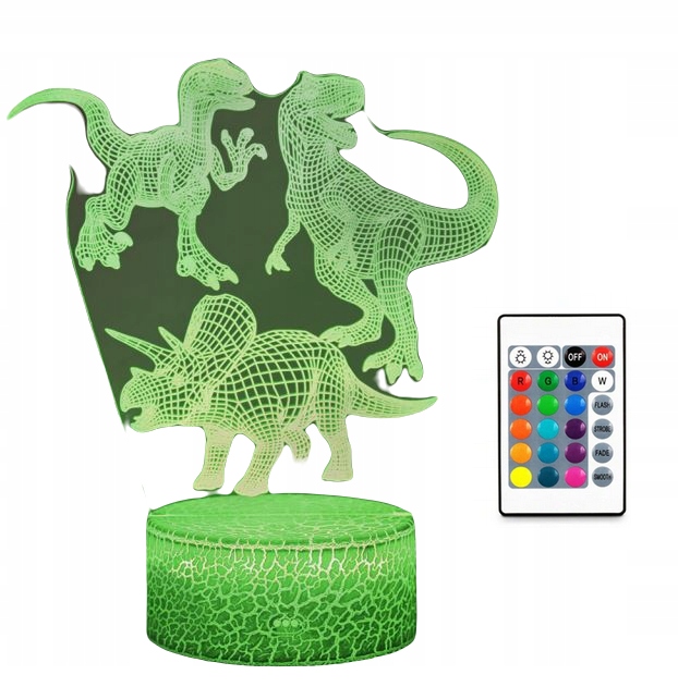 

Lampa 3D Led Dinozaur Triceratops Trex Kolor Pilot