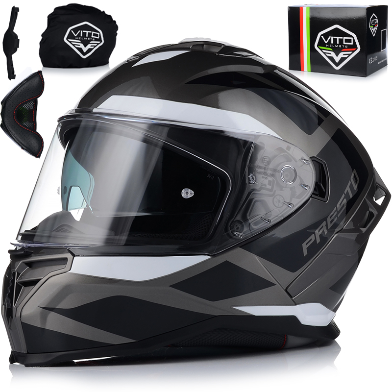 Kask Motocyklowy Vito Presto Męski Integralny System Pinlock Blenda