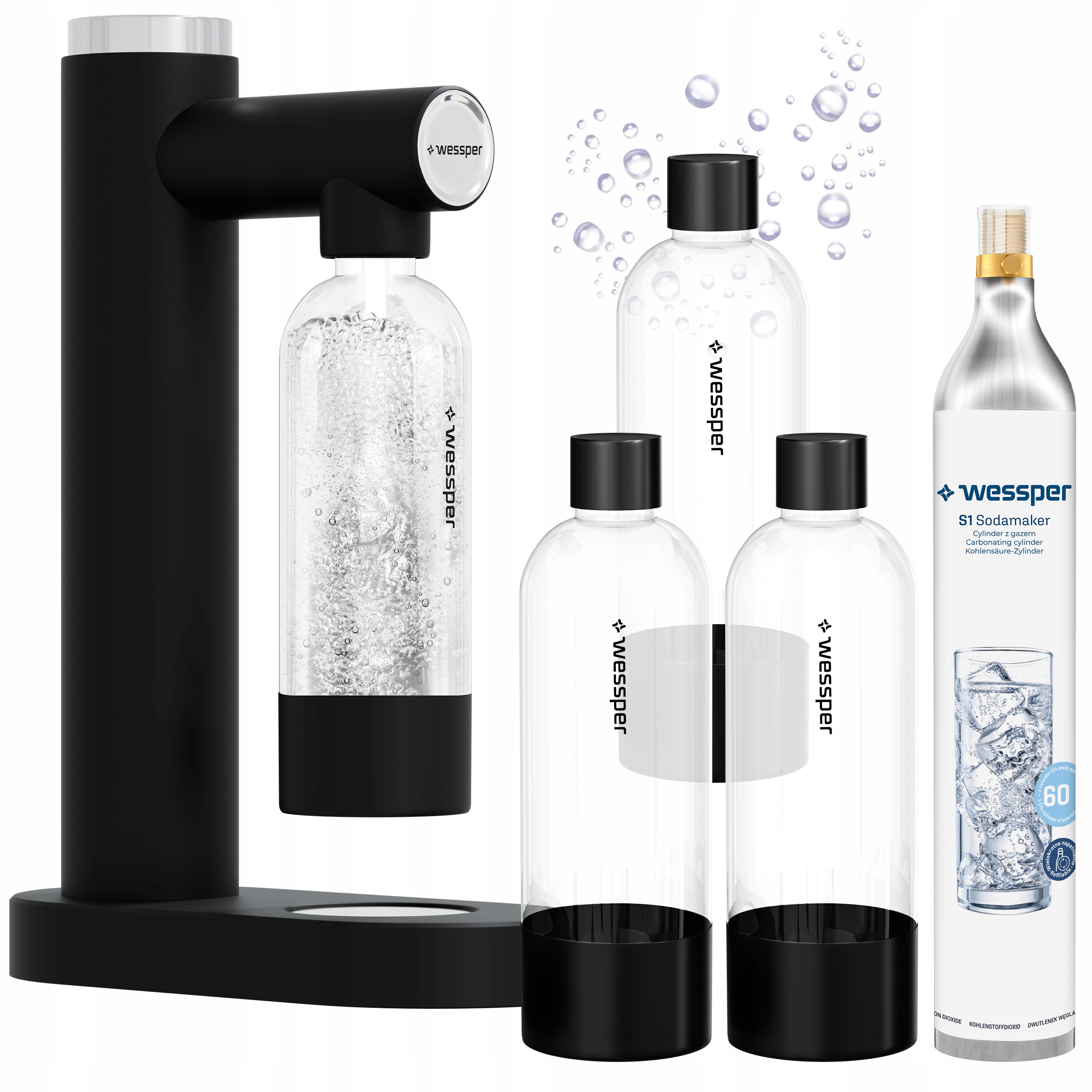 Výrobník Sody, Sifon Na Perlivou Vodu Wessper 3X Plastová Láhev Na Vodu CO2 Náplň