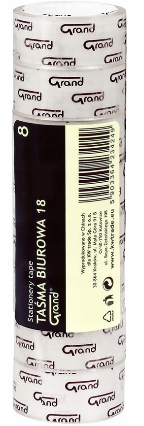 

Taśma biurowa klejąca Grand 18mm x 20m 8 szt