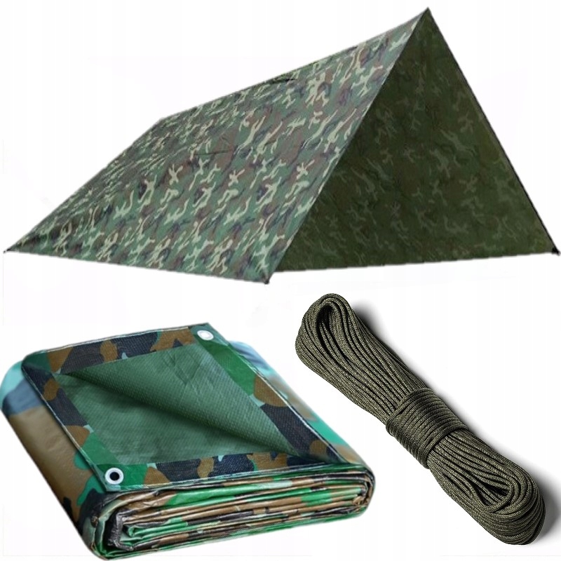 Tarp Namiot Płachta Zestaw Linka Paracord 30M Moro Survival Bushcraft 2x3M