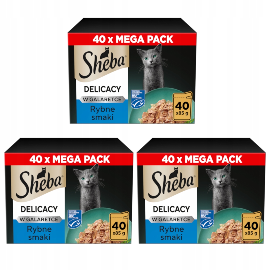 Levně Sheba Delicacy Rybí příchutě v želé 120 x 85 g Mokré Krmivo Pro Kočky