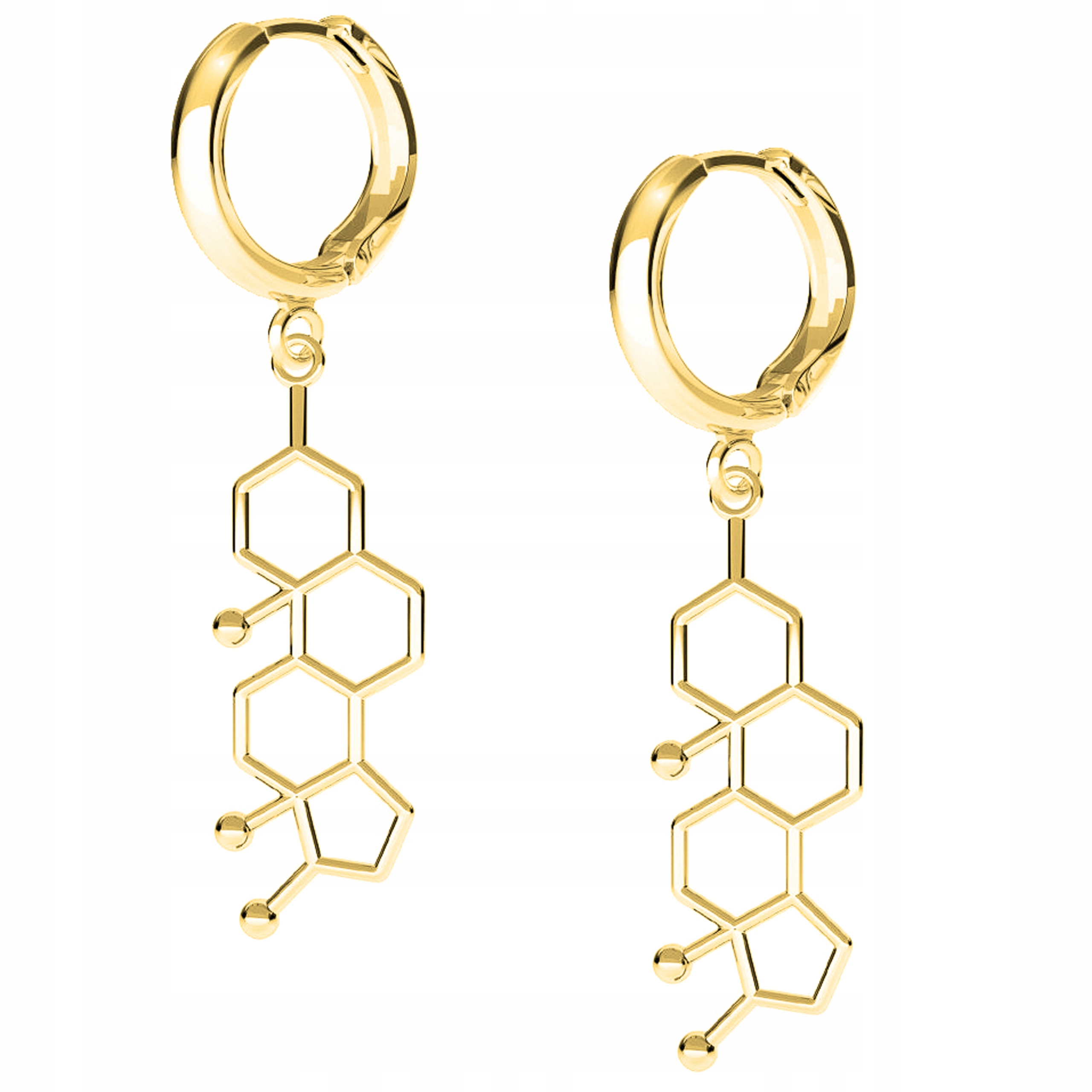 Náušnice zlaté Vzor Testosteron 925