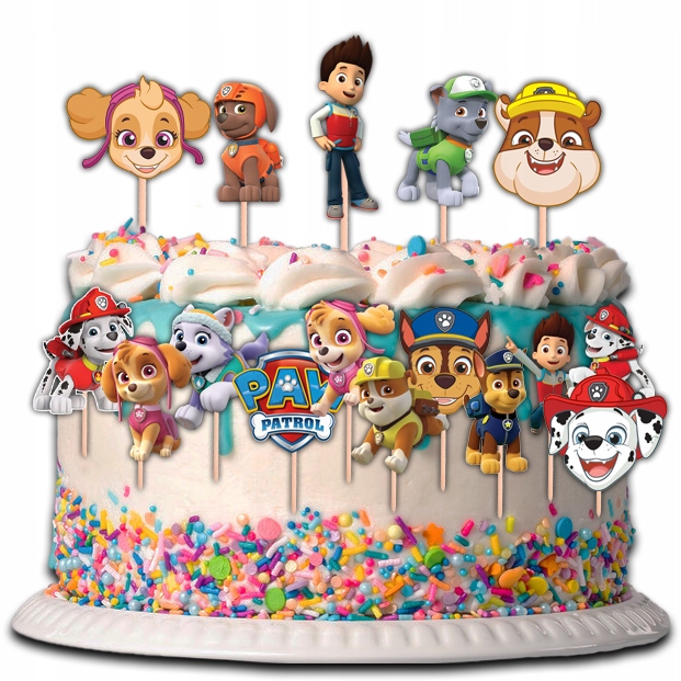 TOPPER PSI PATROL NA TORT BABECZKI POSTACI 16 sztuk Wysokość produktu 10 cm