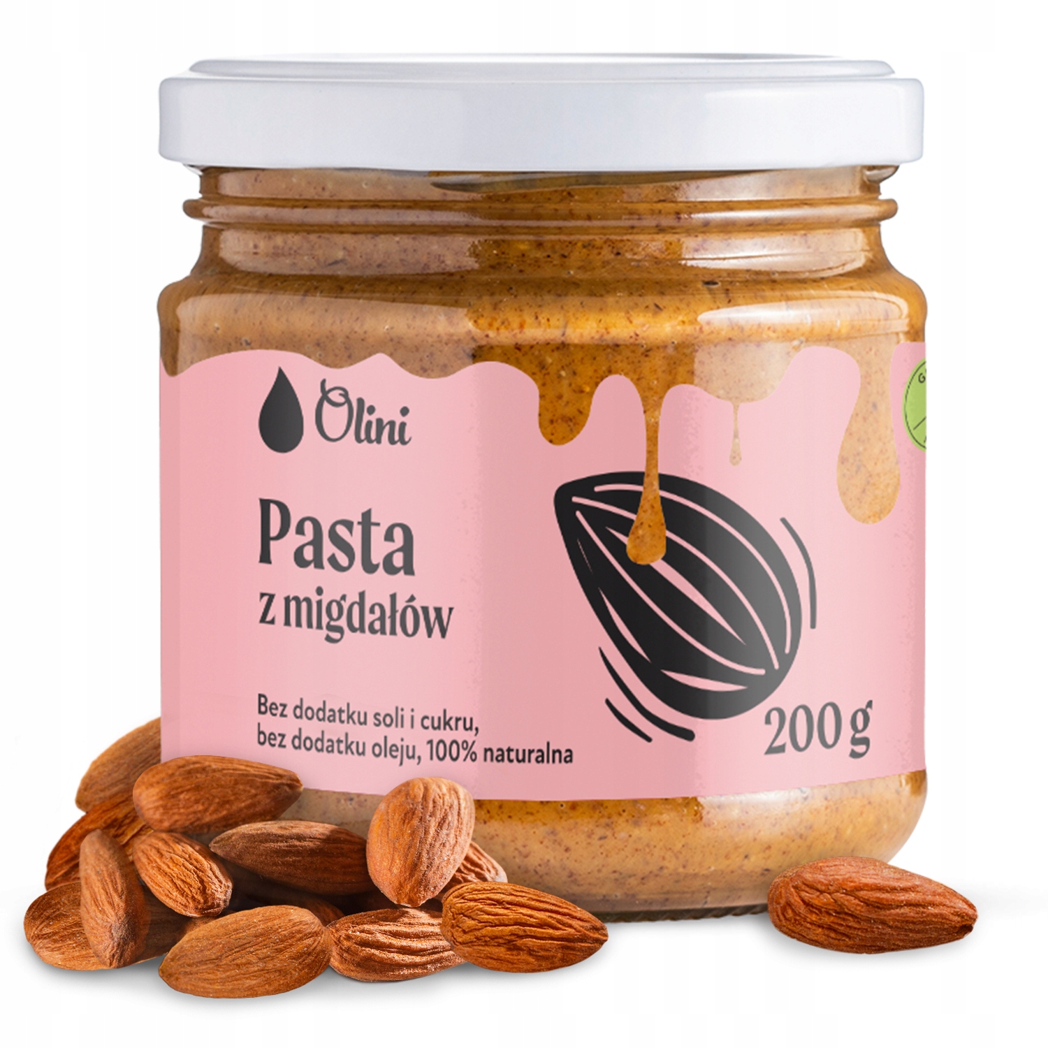 Mandlová pasta Olini 200 Ml Mandlový krém přírodní a zdravá svačinka