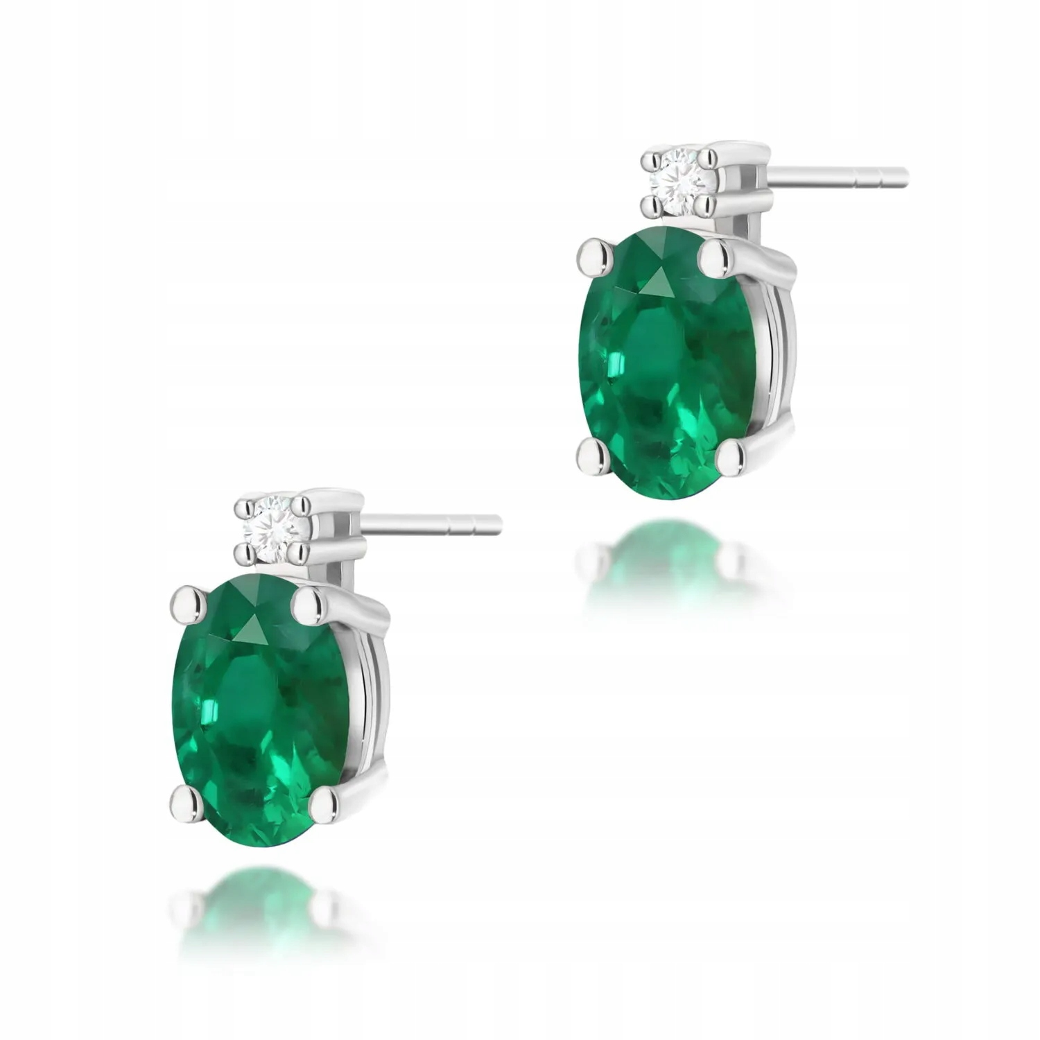 Złote kolczyki Szmaragd 2 x 0,40ct białe złoto pr. 585