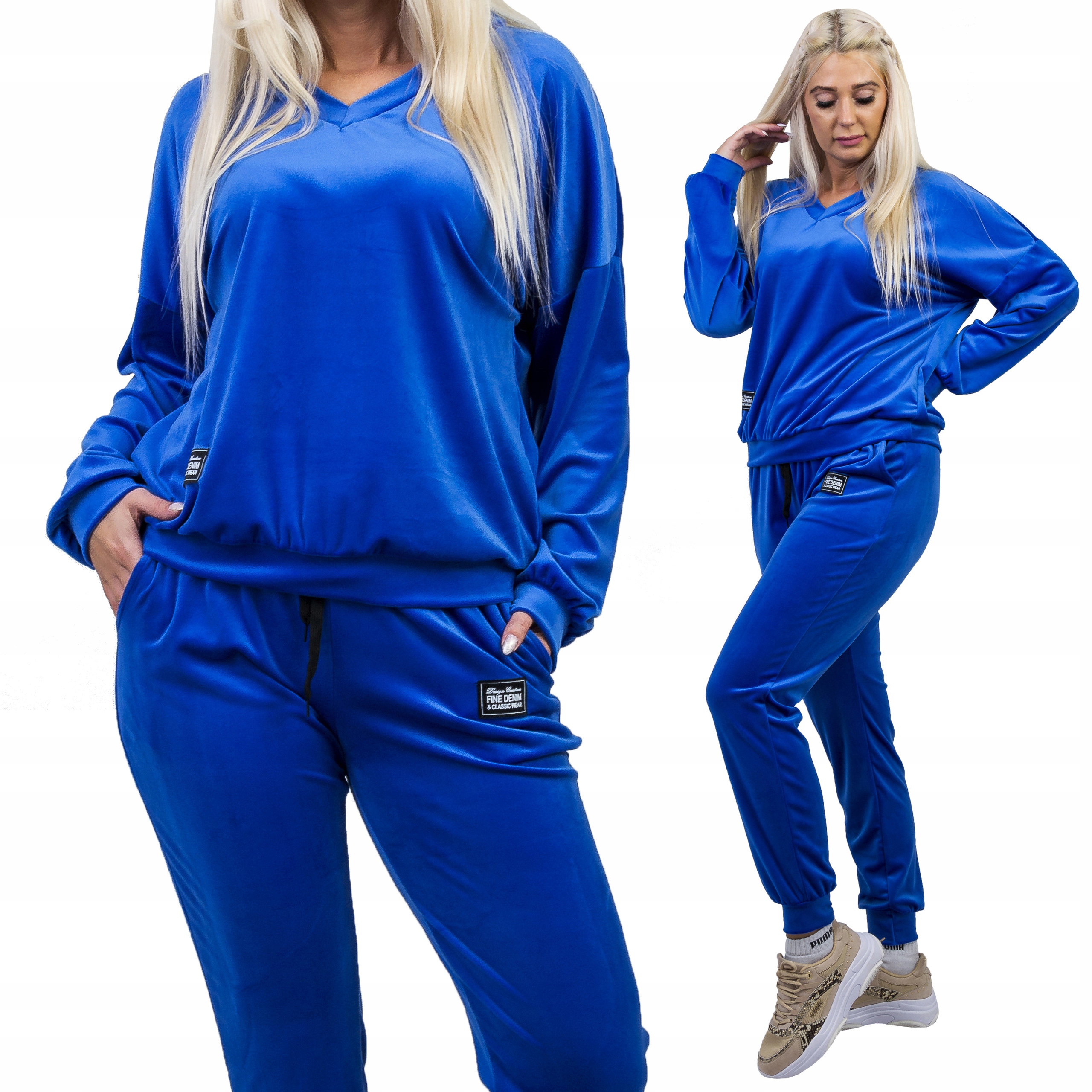 Z407 Teplákovka Velurový S Nášivkou Modrý vel. 50 (5XL)