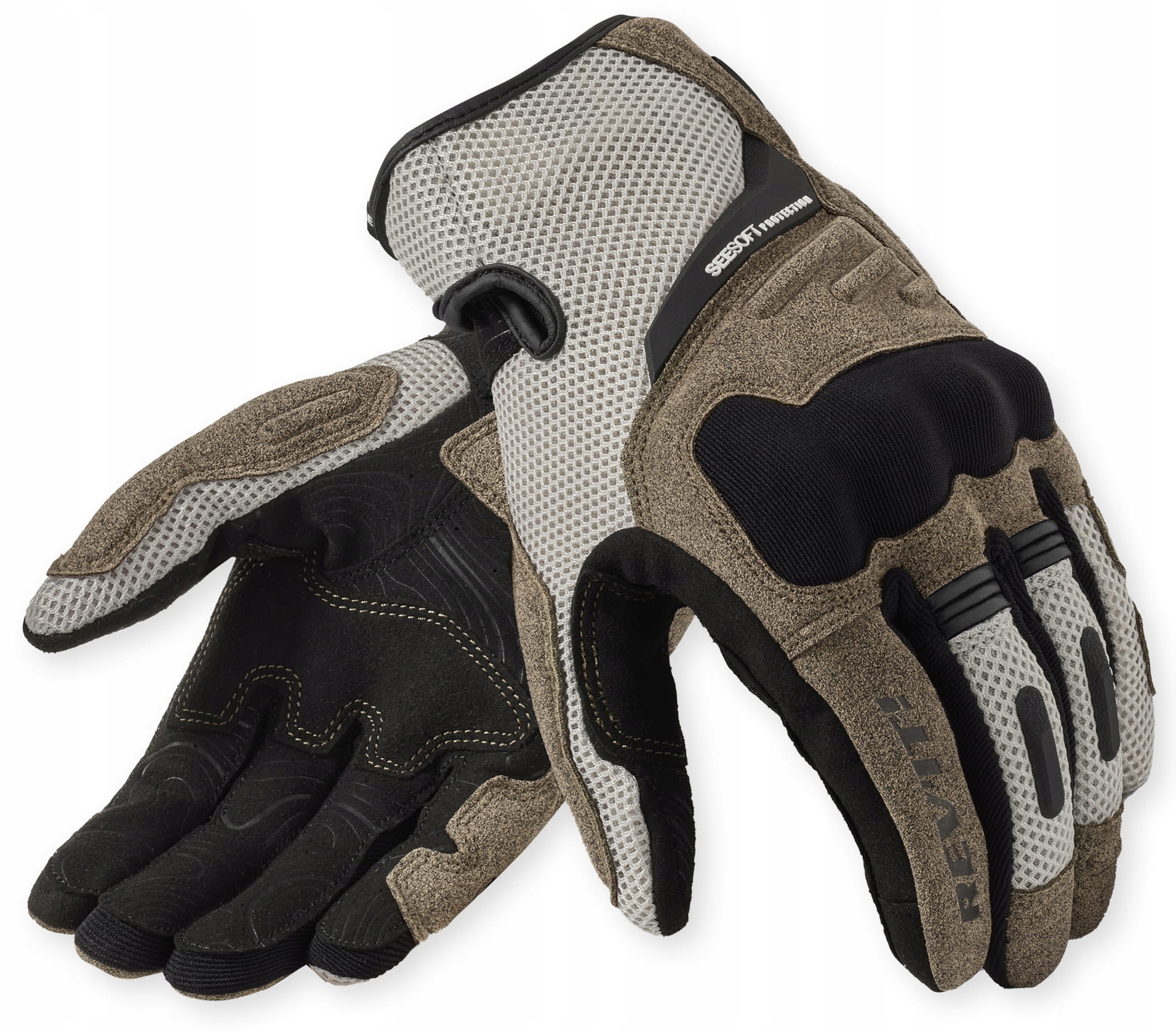 Rev'it Cavern Sand Black Motocyklové Rukavice Krátke XL