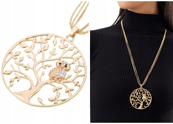 

Naszyjnik długi łańcuszek koło Drzewko sówka