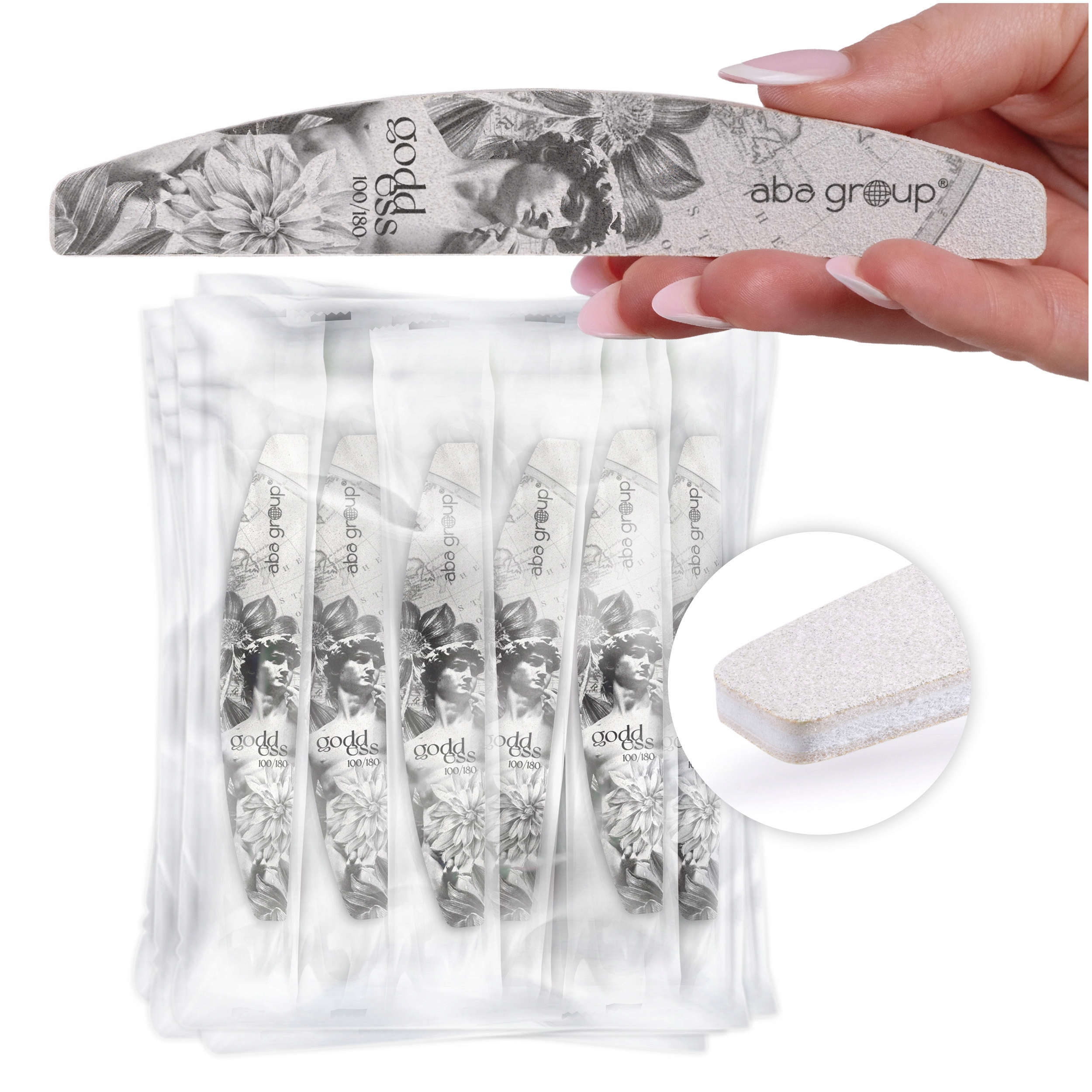 Pilnik do Paznokci Półksiężyc 100/180 Standard Folia 100 sztuk Aba Group