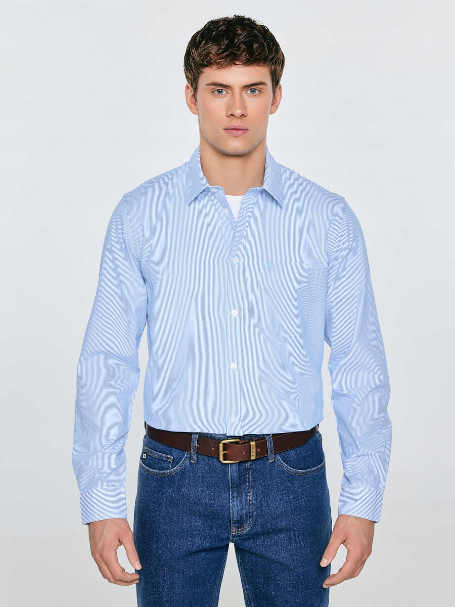 Big Star Pánská pruhovaná košile Cosiser modrá 401 XL