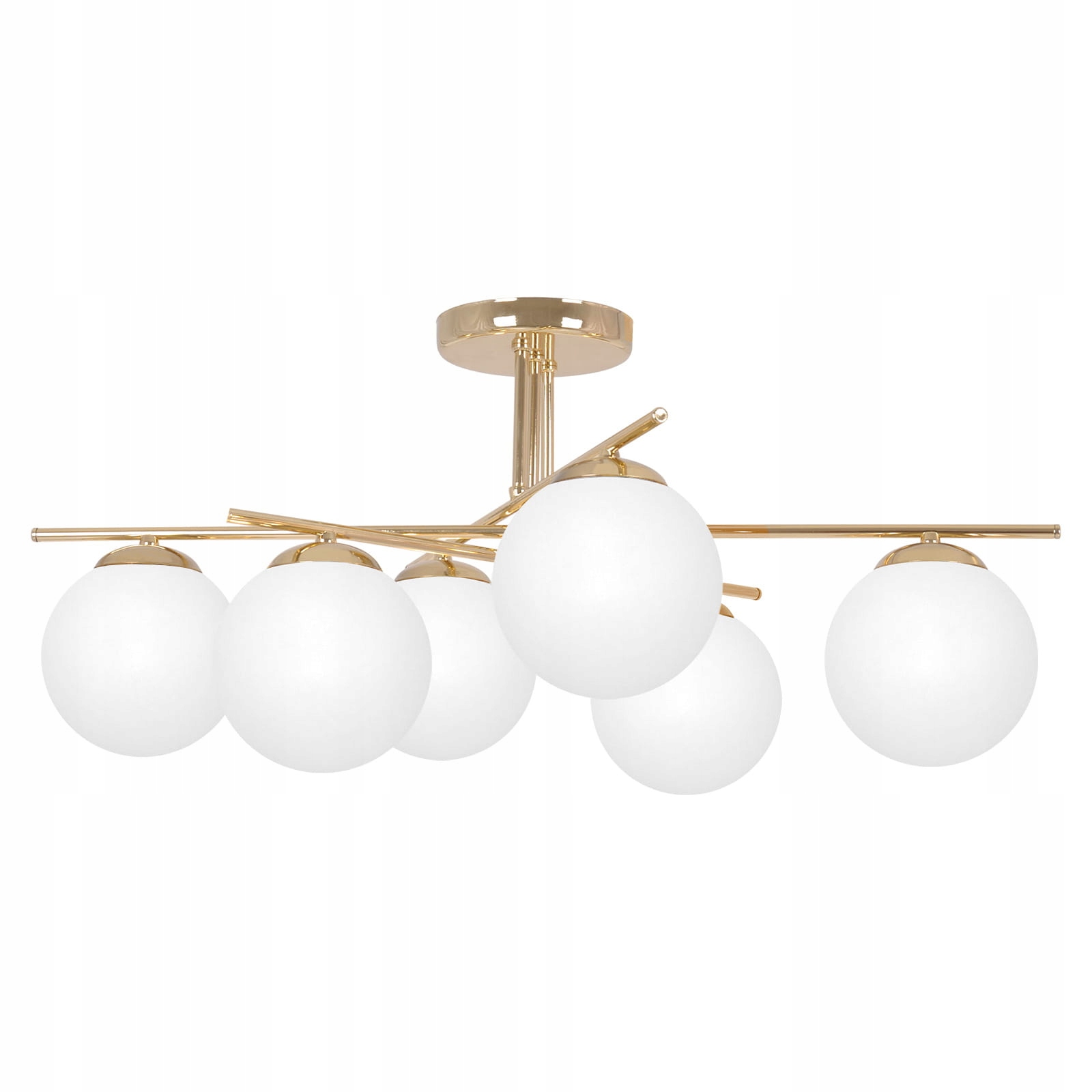 Duża lampa do salonu biało-złota, szklane klosze Kaja Lighting