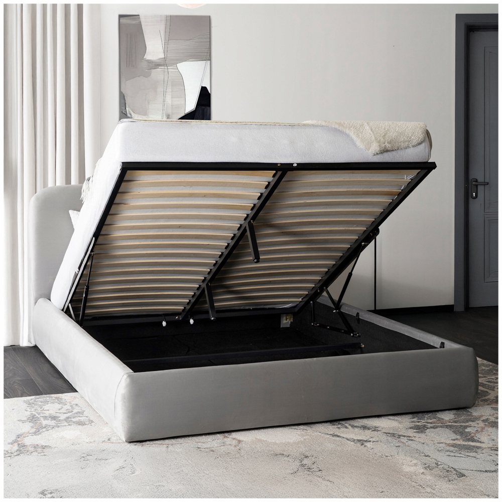 Postel 160x200 Čalouněná dvoulůžková do ložnice Velurová Šedá Bristol