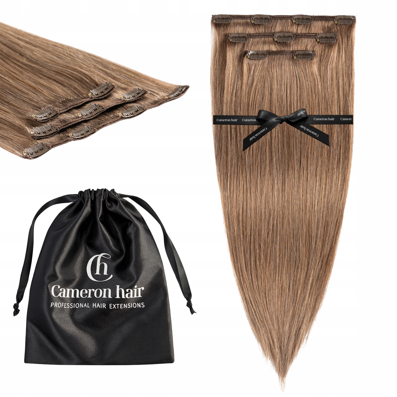 Přírodní lidské vlasy Clip In 43 cm 3 pásky 60 gramů #5A Mrazivý lanýž