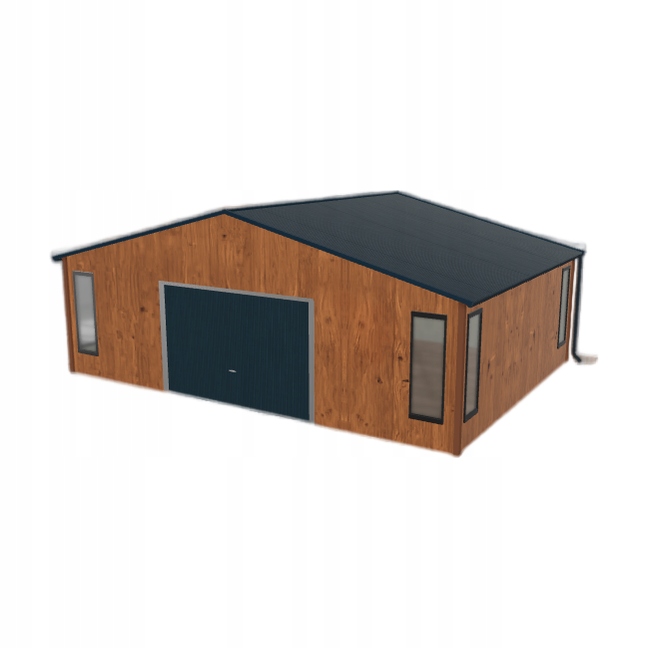 Plechová garáž 7.5 x 5.5 m s hospodářskou místností Zlatý dub