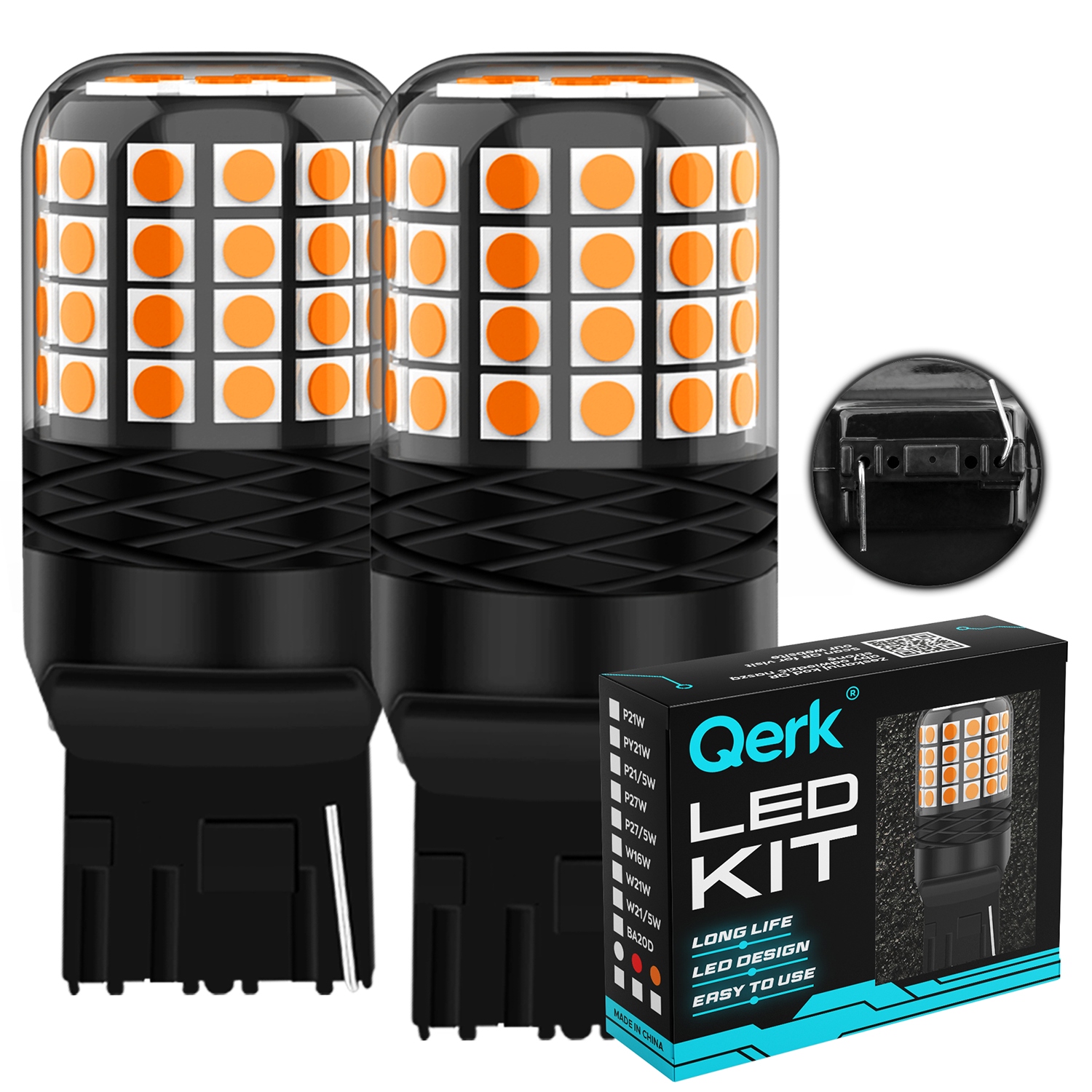 Żarówki Led W21W WY21W T20 Qerk A2200 pomarańczowa kierunkowskazy Usa kpl 2