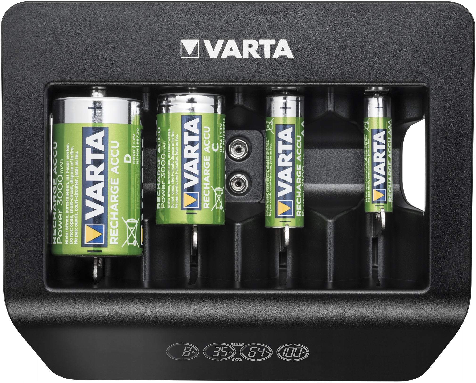 Универсальное зарядное устройство VARTA LCD USB AA AAA R14 R20