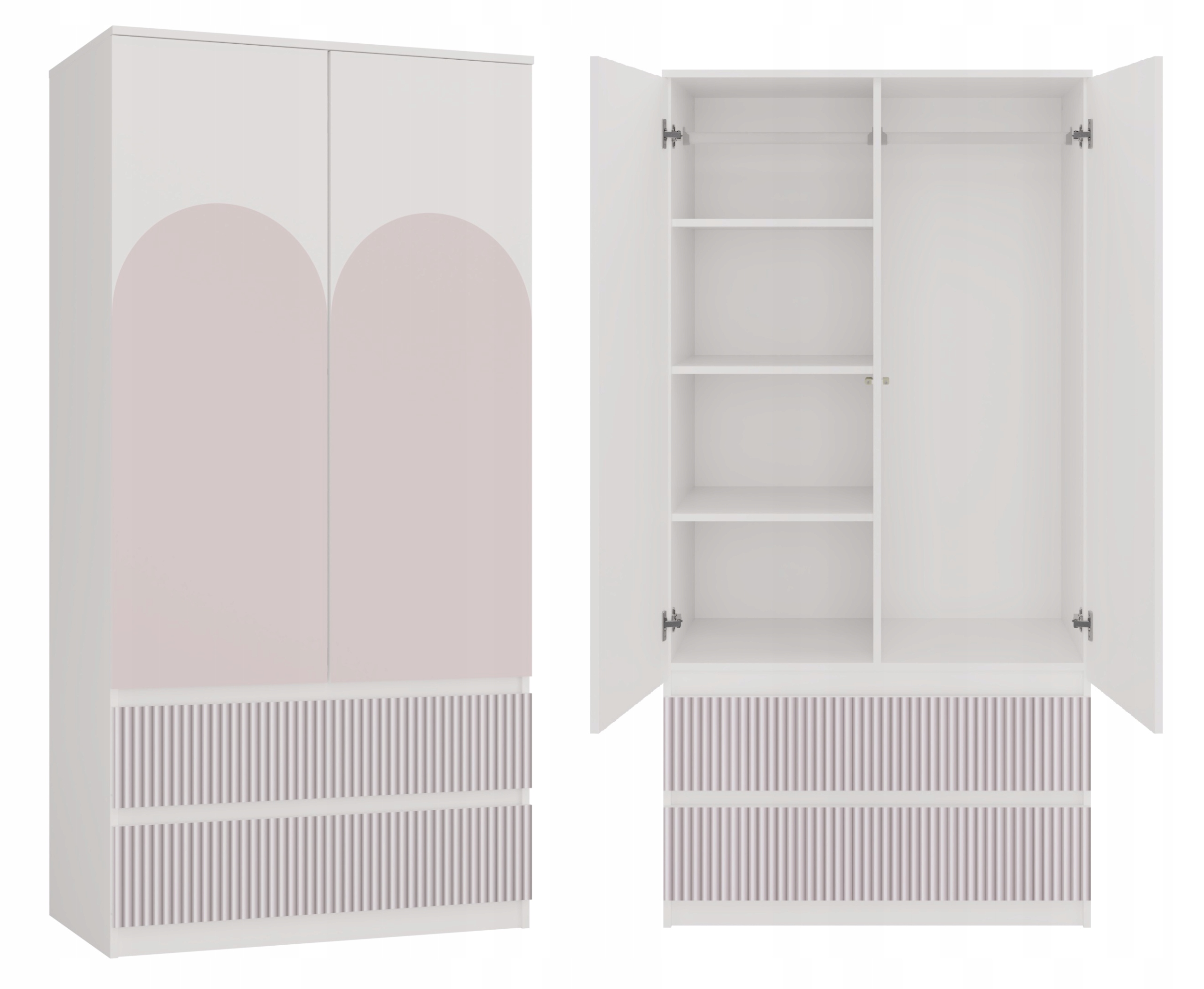 SZAFA DLA DZIECI SS-90 ARTESO GARDEROBA 2 SZUFLADY 90CM BIAŁY RÓŻOWY