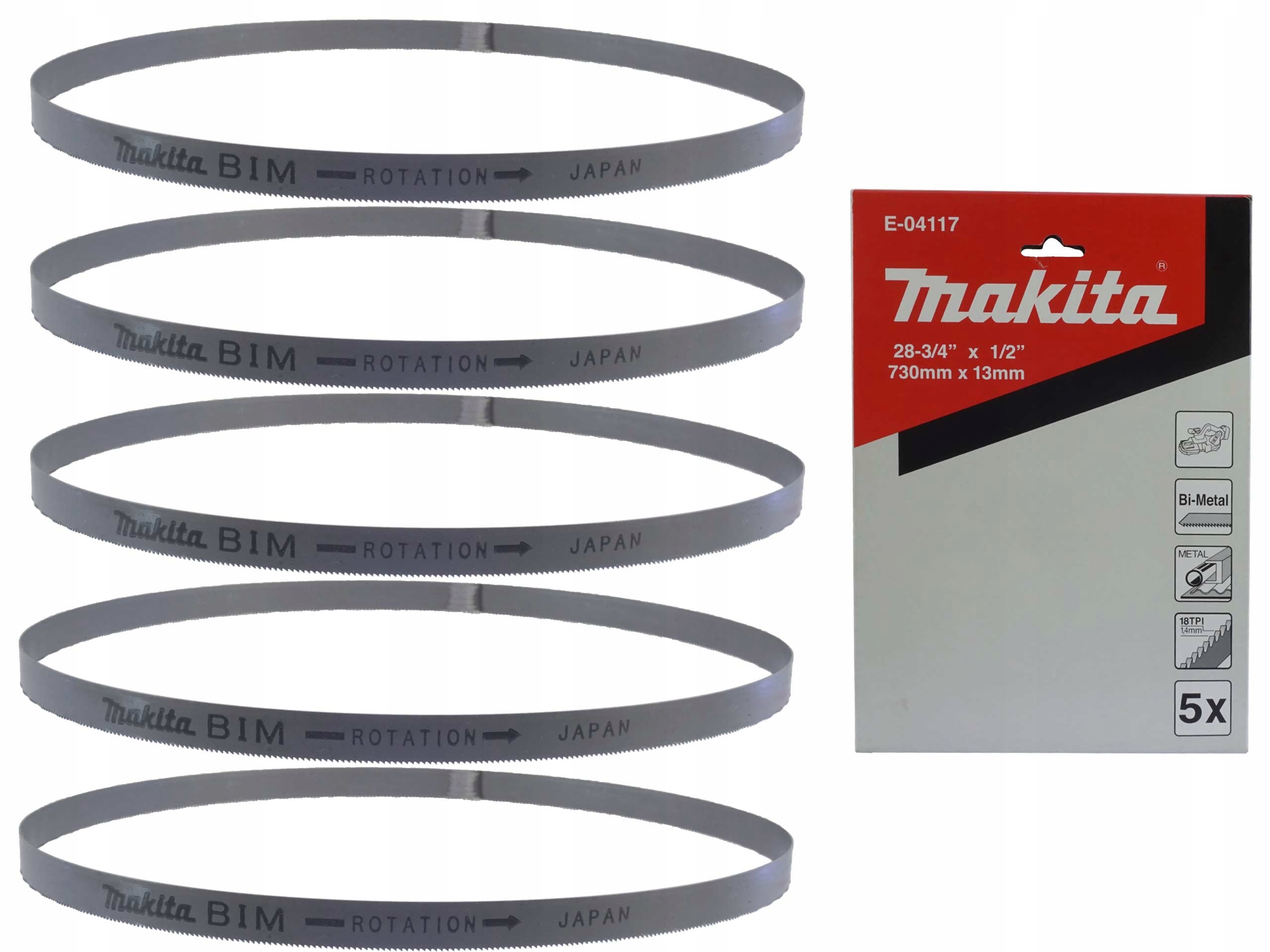 Brzeszczoty Bezkońcowe 13x0,5x730mm 5szt Makita E-04117 DPB184