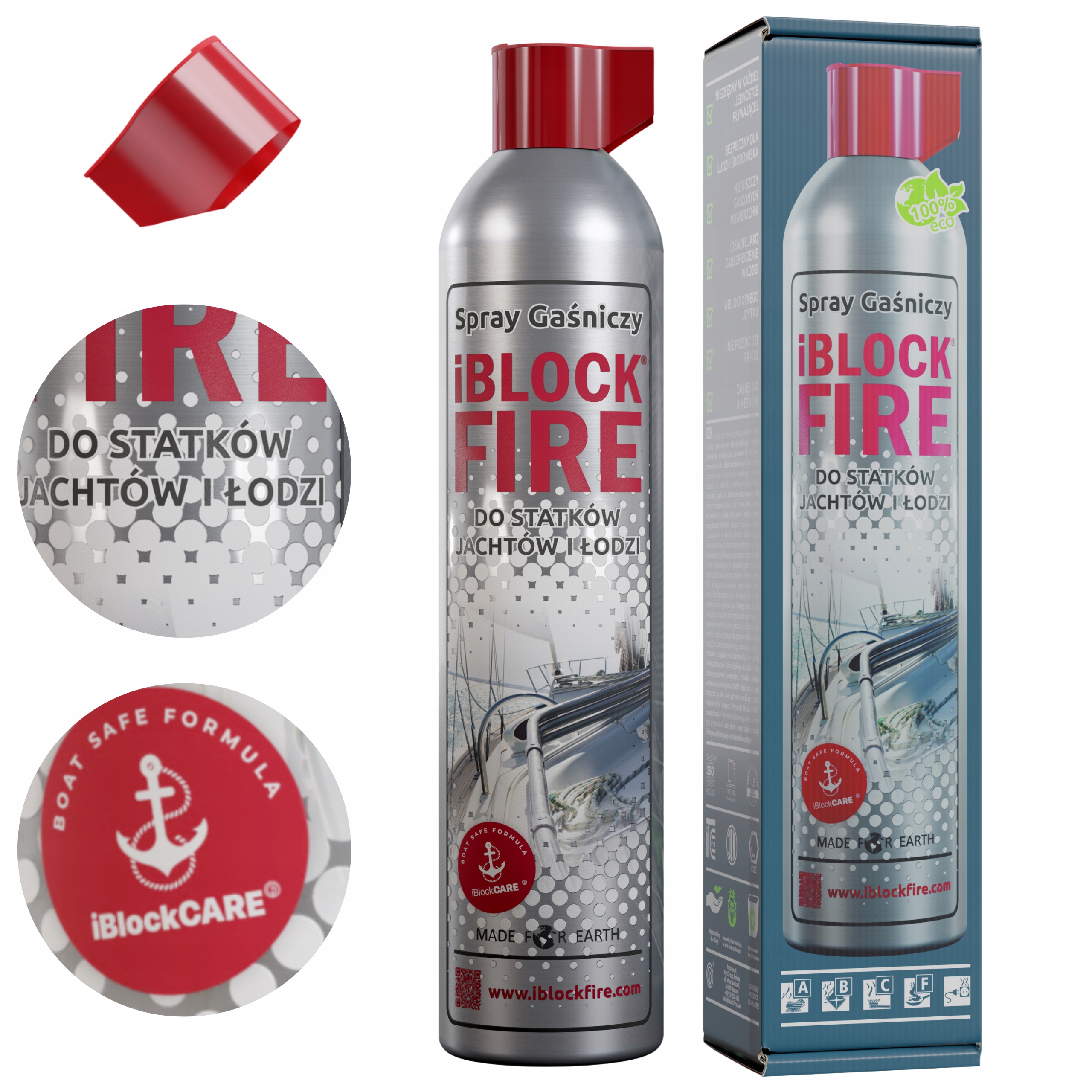 Gaśnica Abcf+e Do Łodzi Jachtów 100%BIO Spray Gaśniczy iBlockFIRE 0,6L.