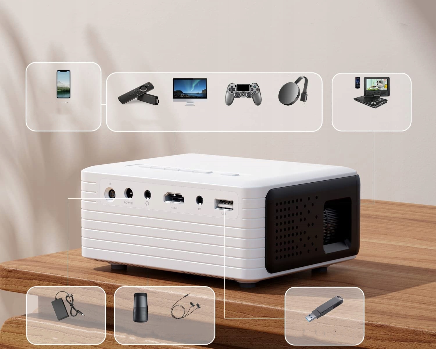 Projektor Yoton Y3PW LED Mini rzutnik projektor 1080P z WiFi Bluetooth Marka inna