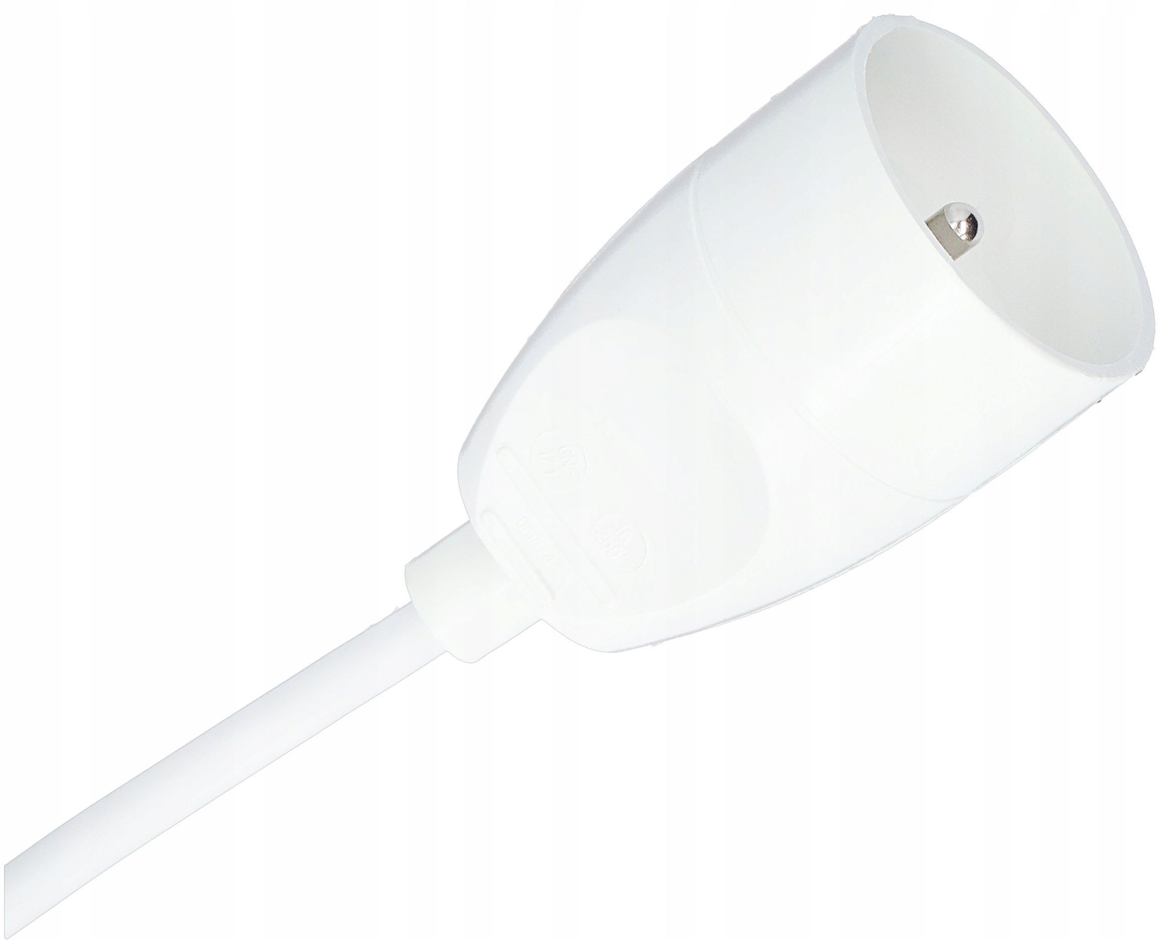 Przedłużacz pojedynczy z uziemieniem 2m biały Kolor biały