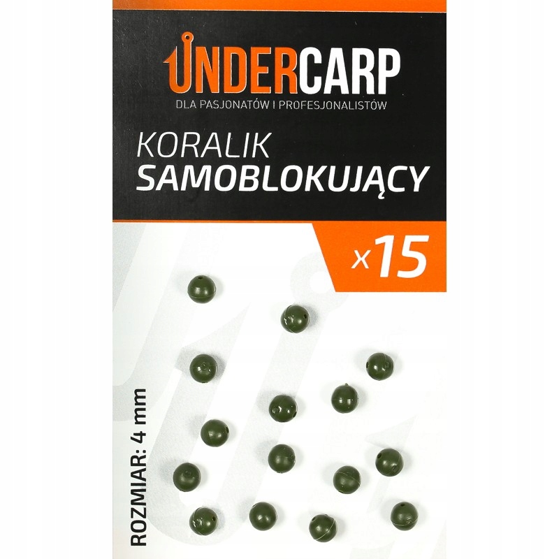 Koralik Samoblokujący Undercarp Zielony 4mm 15szt. Na Zestaw Karpiowy