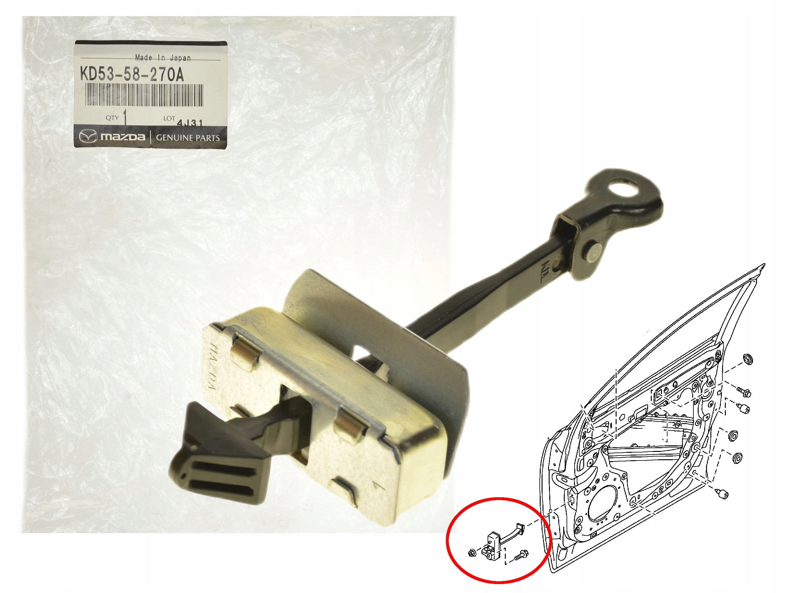Omezovač Zadních Dveří KD53-58-270A Oe Mazda CX-5 2011-2016