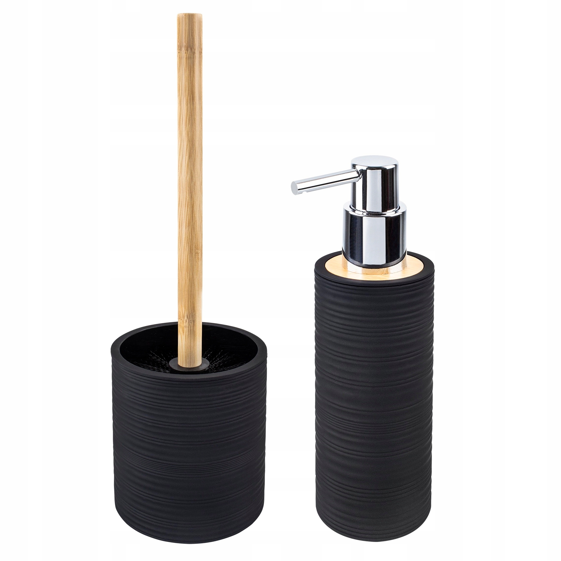 Elegantní koupelnový set z Abs a bambusu, lehký, černý, do koupelny