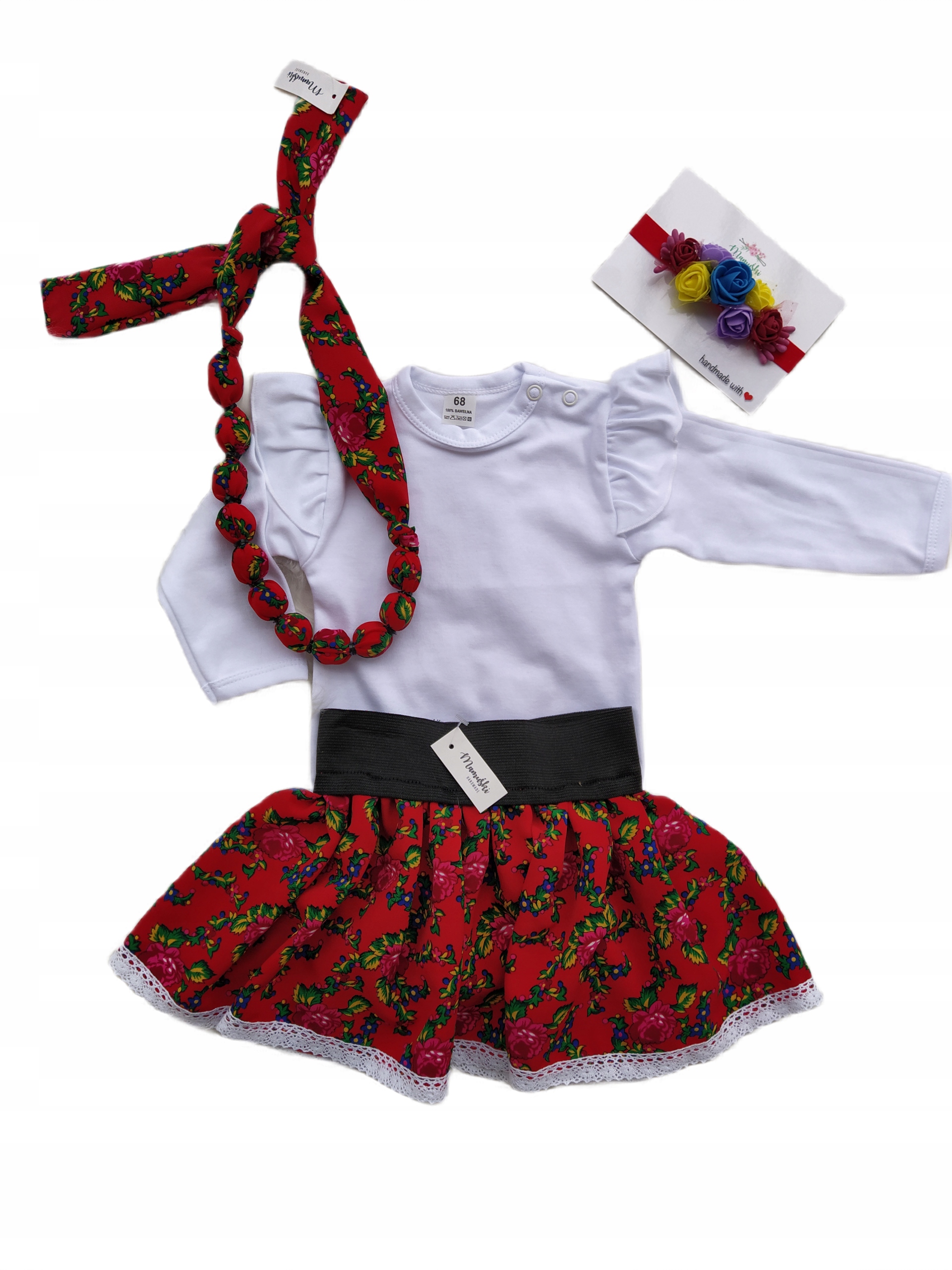 Spódnica + body białe strój krakowski góralski 74