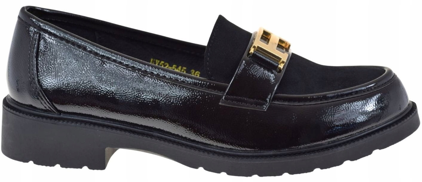 Dámské mokasíny S.barski HY52-545 černé lakované elegantní boty VEL.37