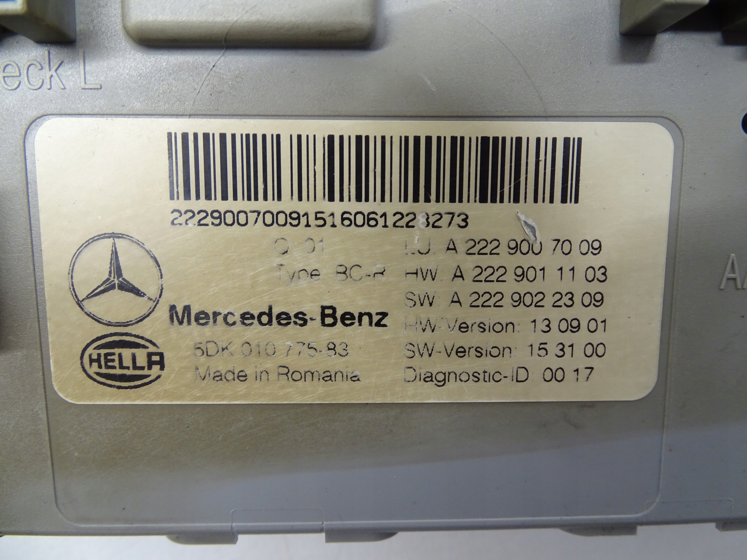 module control unit SAM MERCEDES C-KLASA W205 A2229007009