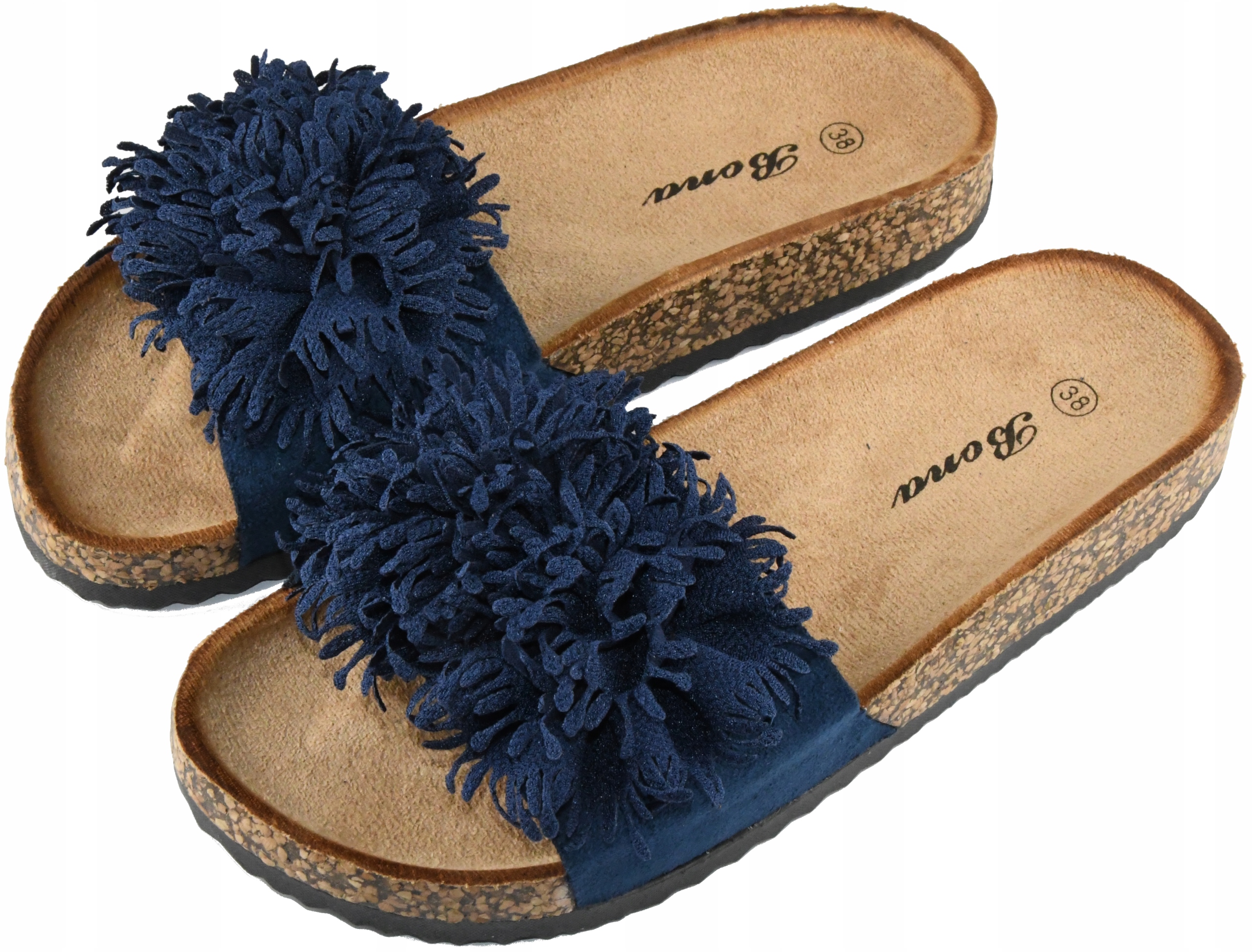 

Solidne Klapki Profilowane Na Korku Zdobione R. 40