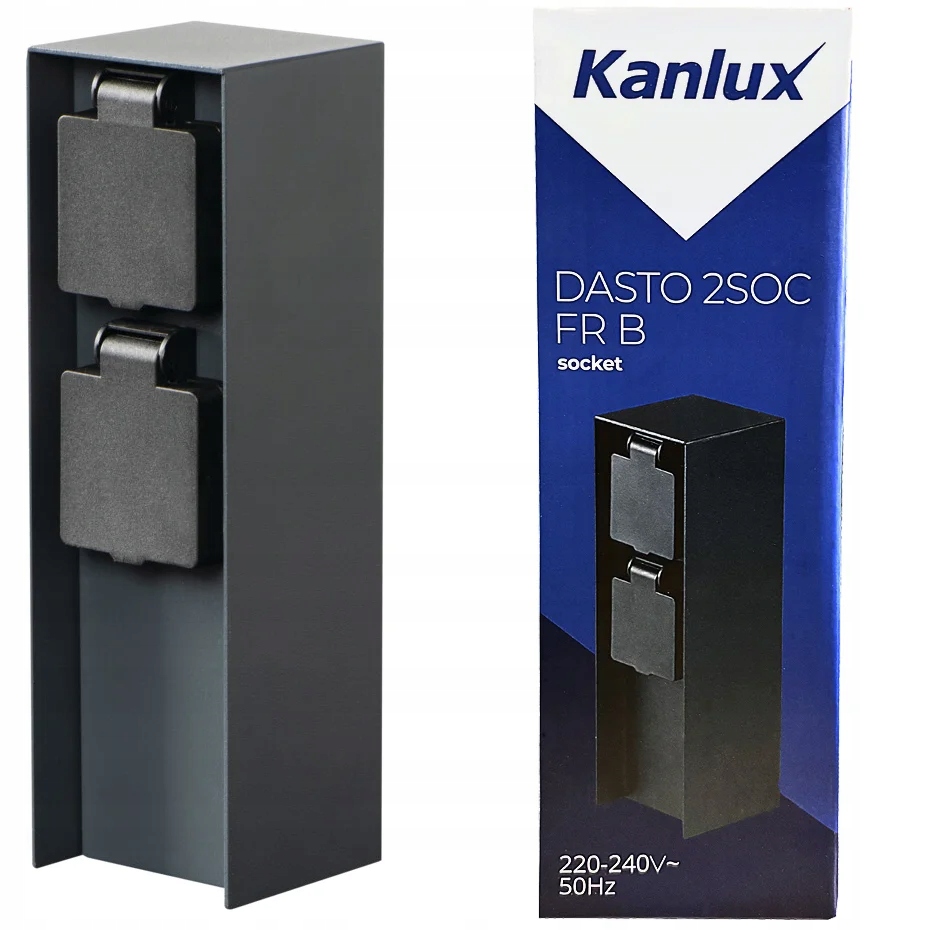 Elektrický zahradní sloupek s 2x zásuvkou antracit IP44 23 cm Kanlux