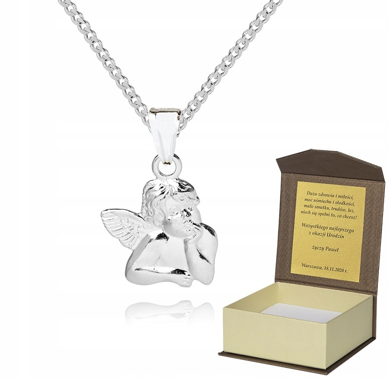 925 Stříbrný Řetízek 45 cm Anděl Dedikace P3Z53