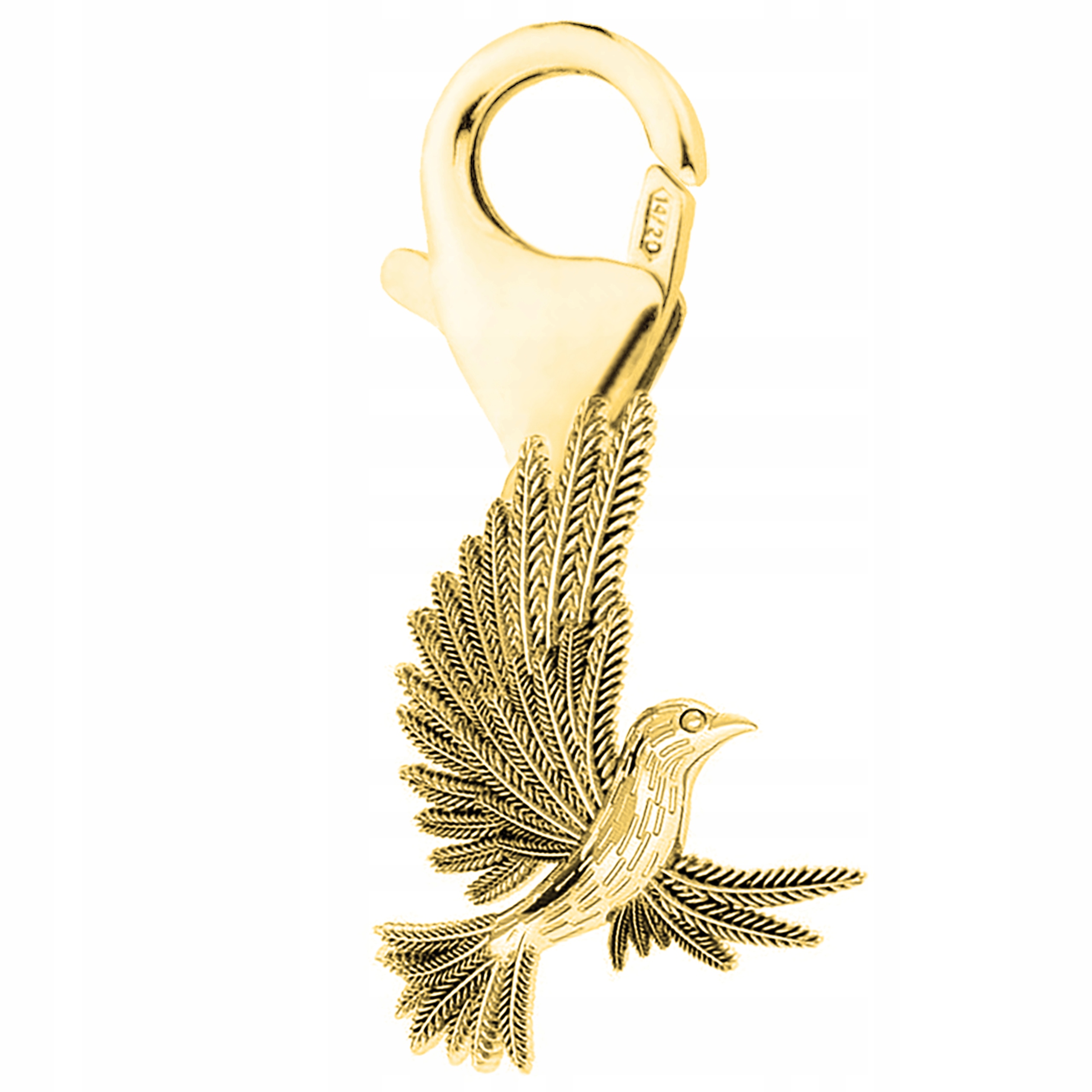 Zlatý přívěsek Karabinek s kolibříkem Pták Kolibřík Bird Stříbro 925
