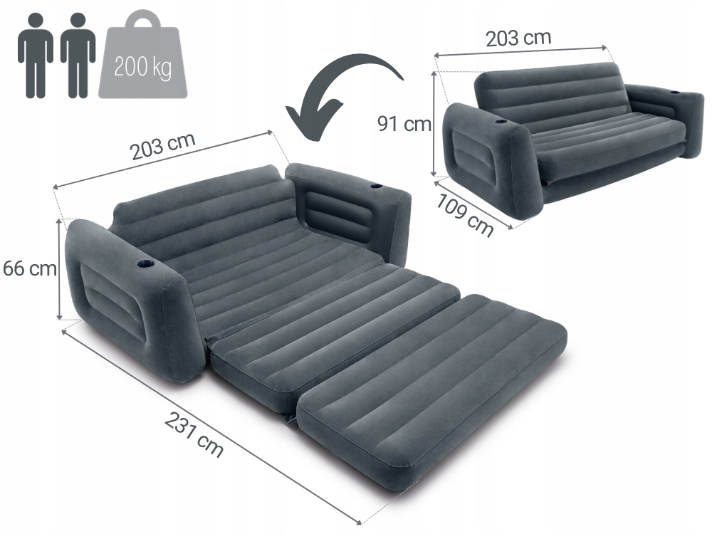 Materac Dmuchany Łóżko Sofa Rozkładana Intex 66552 Stan opakowania oryginalne