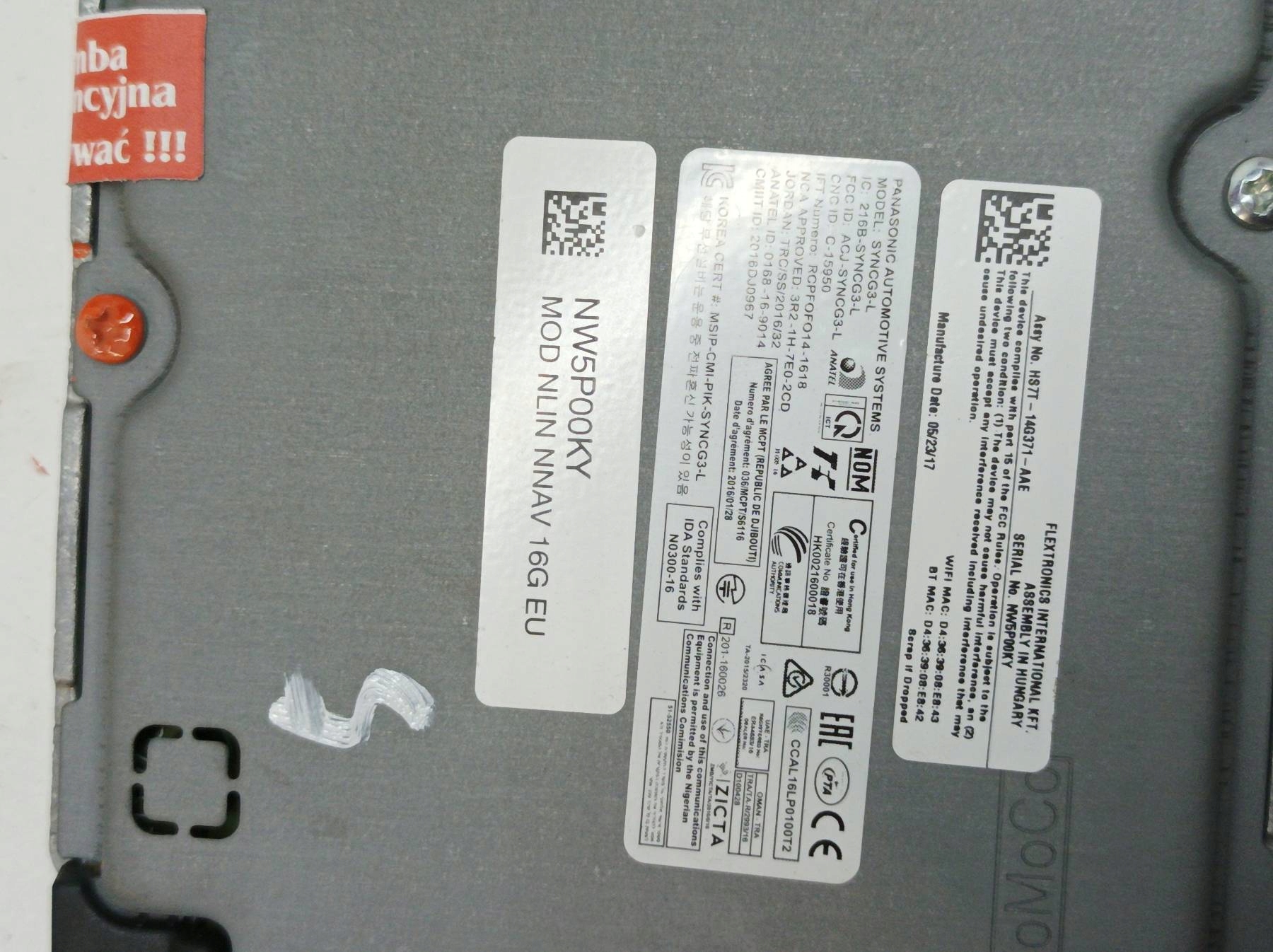 modulo WYSWIETLACZA HM5T-14G370-GHG Ford S-MAX II (2015-2023)