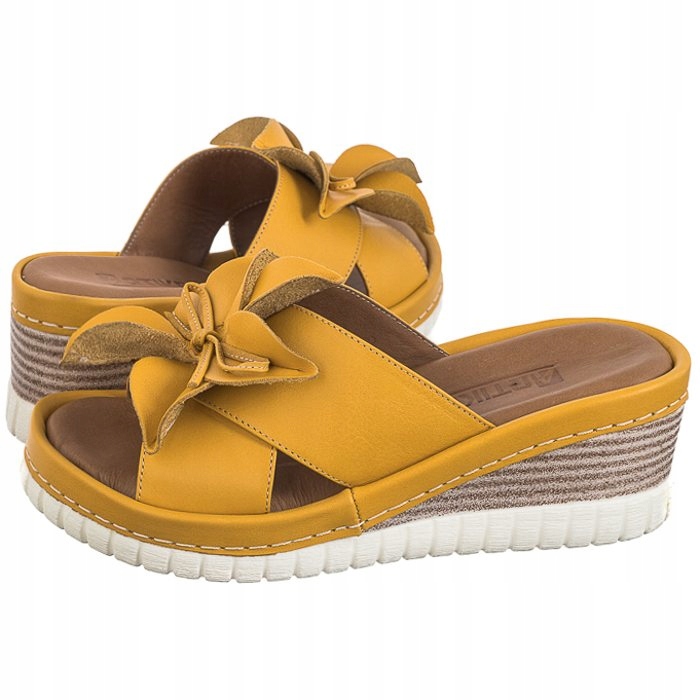 Dámské letní Nazouváky kozačky na podpatku Artiker Žluté 52C0504