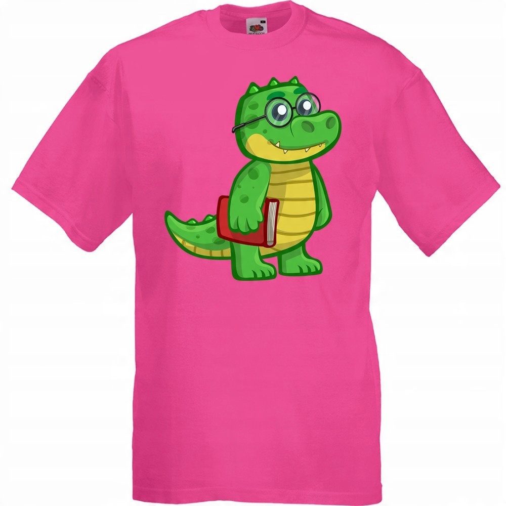 

Koszulka krokodyl nerd książka XL fuksja