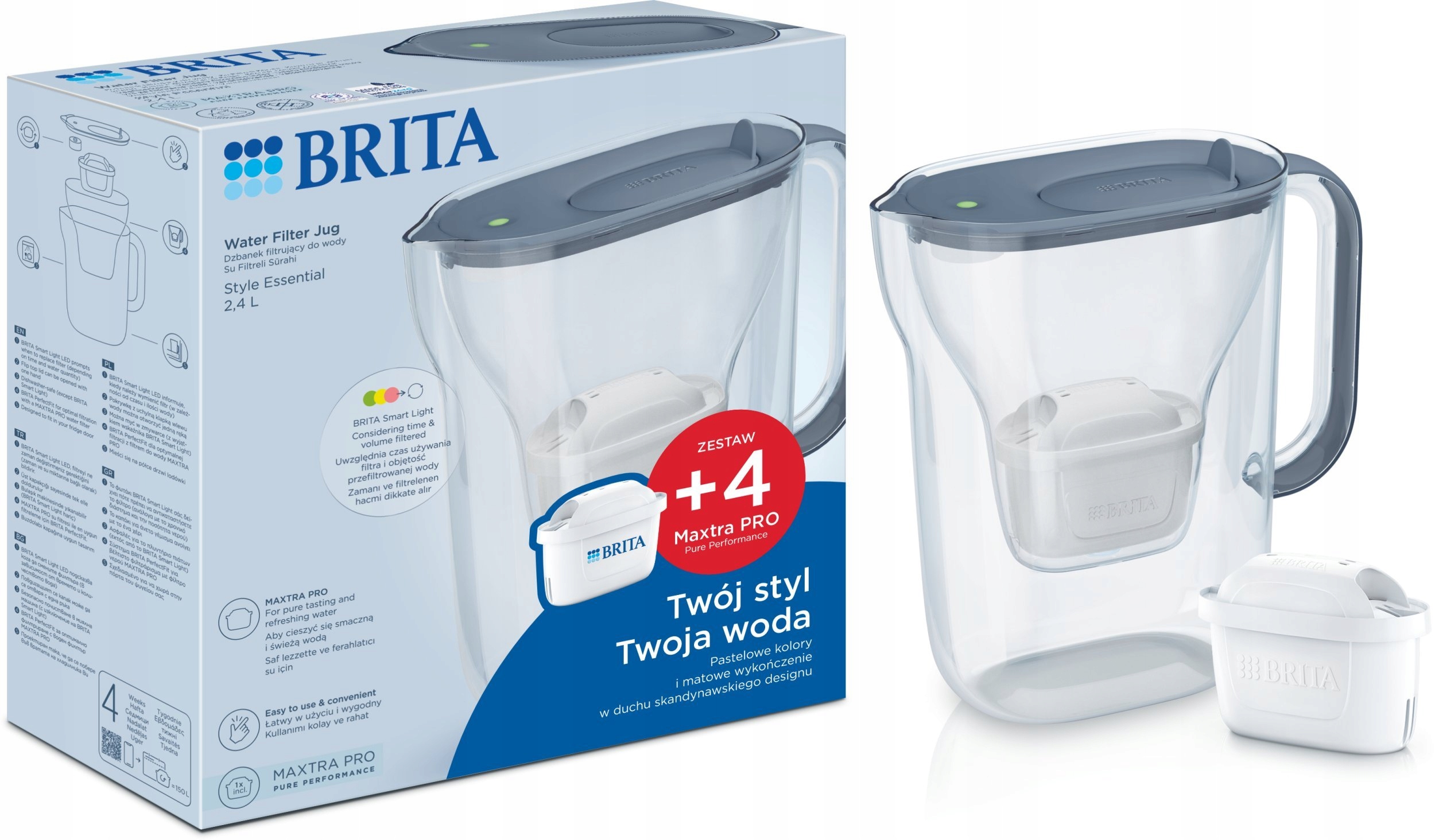 Brita Style Essential grafitowy 4 Filtry MX Pro Pure Performance