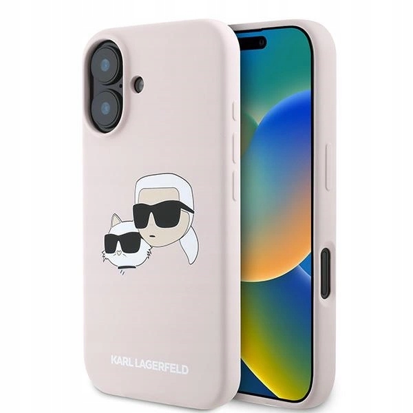 Pouzdro Karl Lagerfeld Silicone nauble Heads Print MagSafe pro iPhone 16 Plus