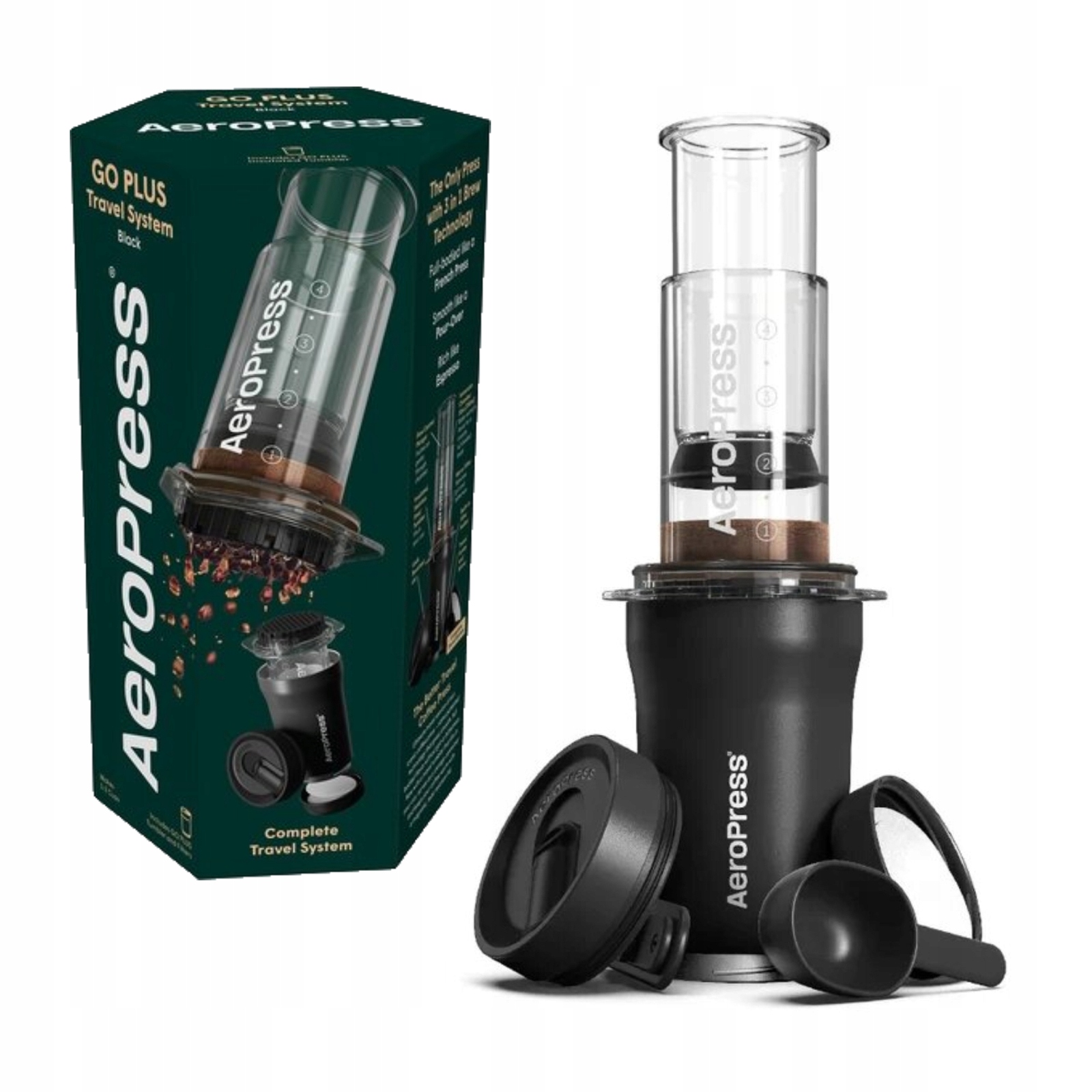 AeroPress Go Plus Sada na prípravu kávy, termohrnček, filtre