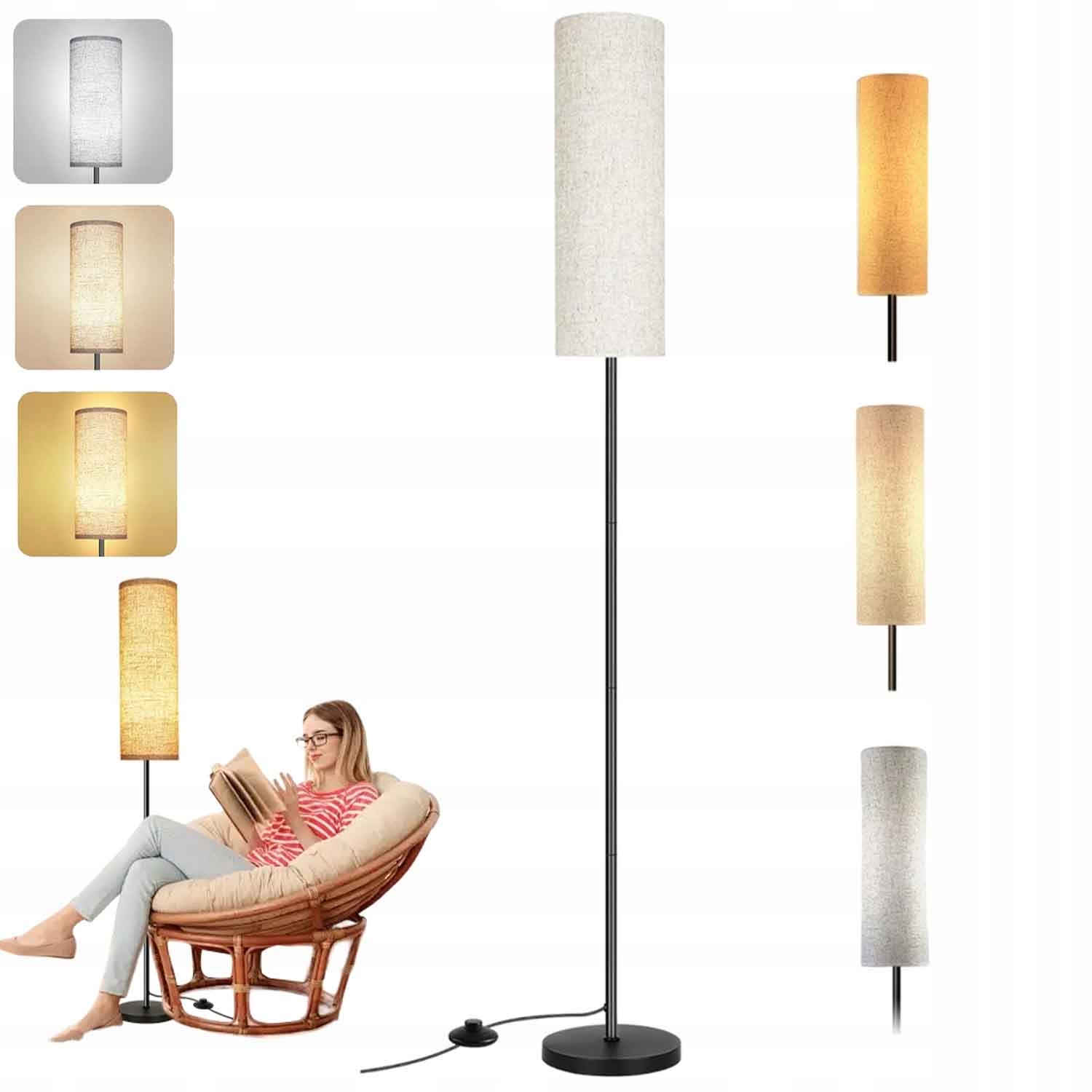 Podlahová Stojací Lampa Noční Led E27 Do Obývacího Pokoje Moderní 175 cm 3 Barvy