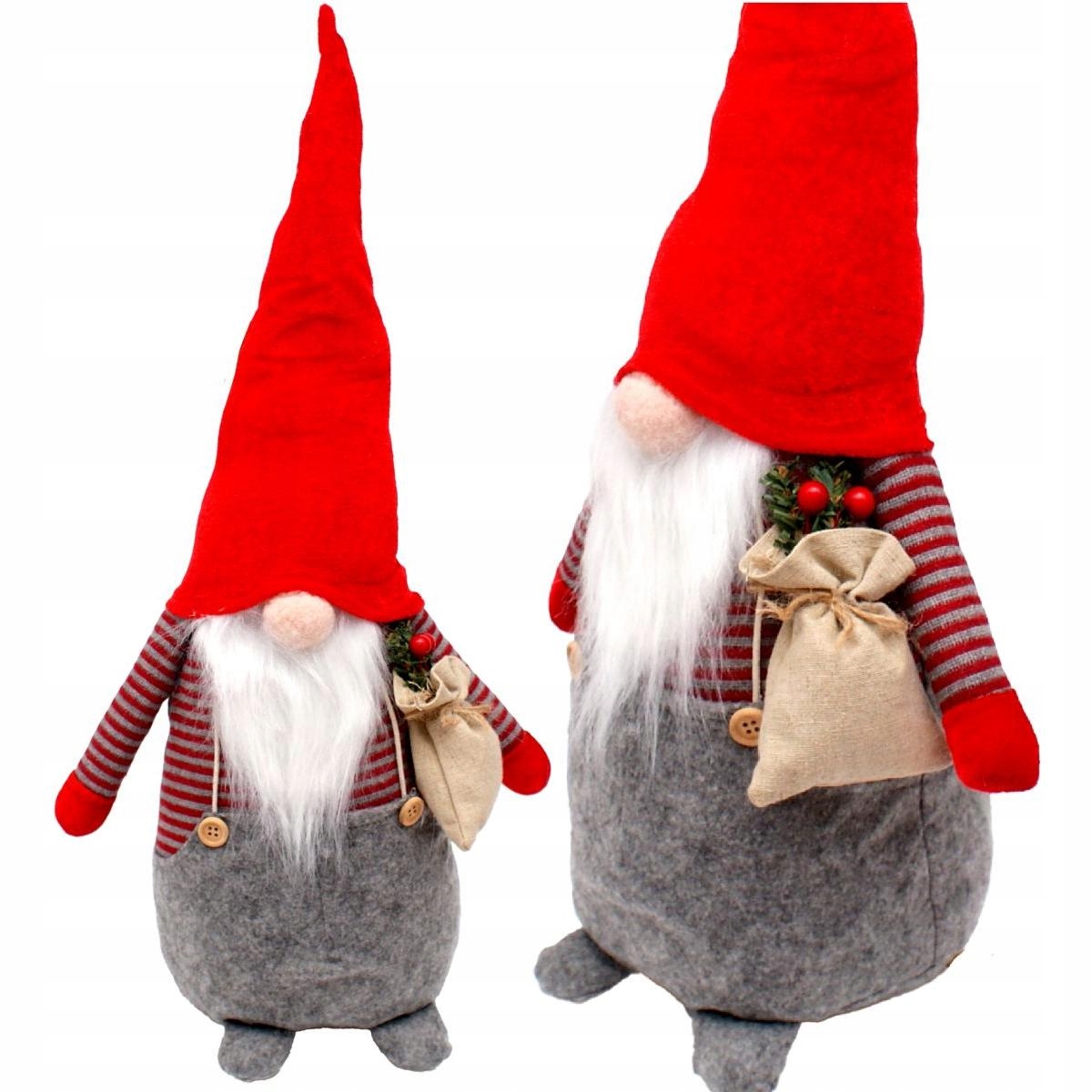 OZDOBA ŚWIĄTECZNA SKRZAT MIKOŁAJ DEKORACYJNY 50 CM Z WORKIEM I JARZĘBINĄ