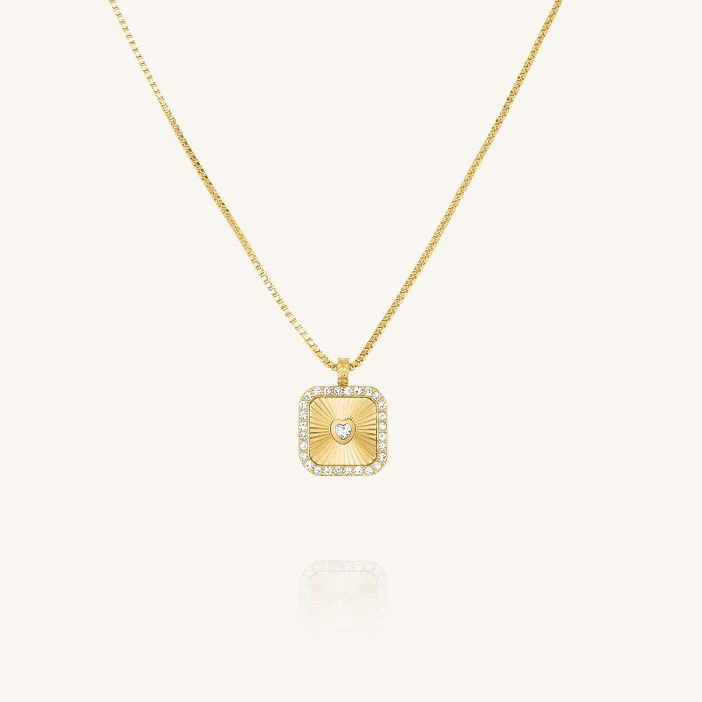 Zlatý Dámský Náhrdelník Rosefield JNHAG-J1269 Gold Swarovski Heart Amulet