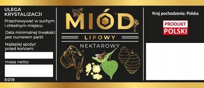 

Etykiety na miód lipowy czarne op. 100 szt