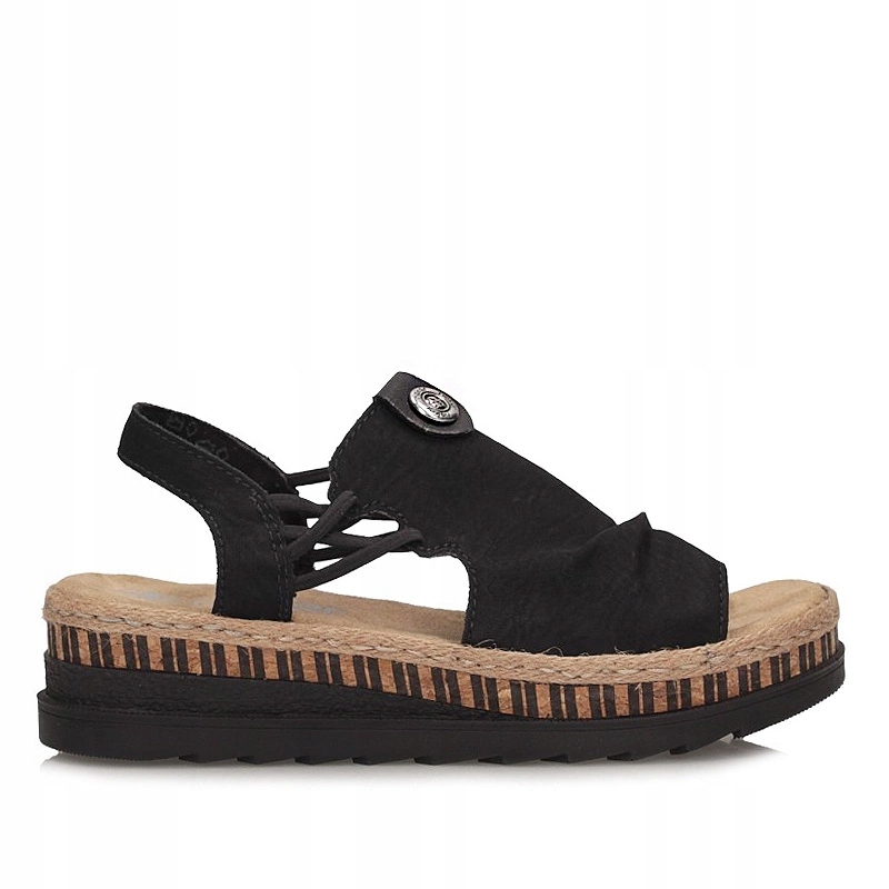 Dámské sandály Rieker V7972-00 černé, nazouvací na platformě