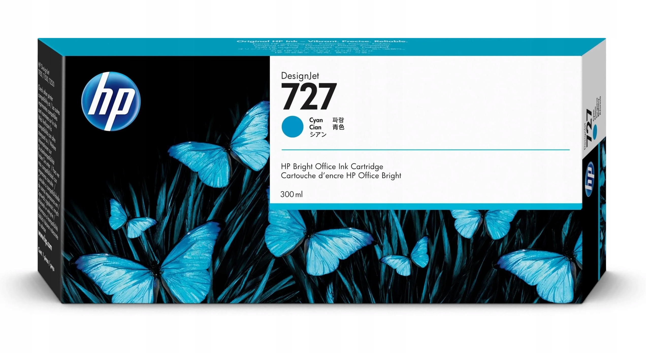 Atramentová náplň Hp 727 Cyan F9J76A 300ml Hp T930 T1530 T2500 2027r. Originál
